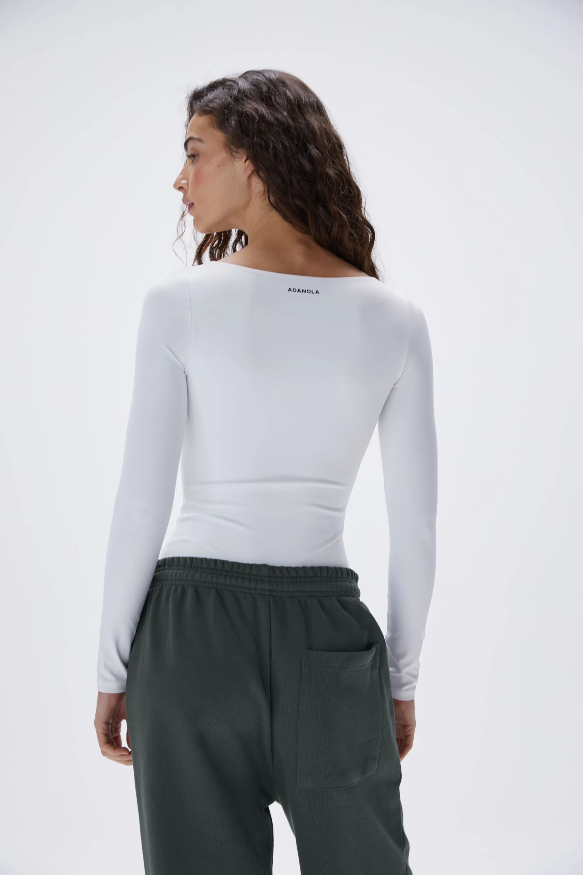 Scoop Neck Bodysuit - White sold by Adanola product image thumbnail 4