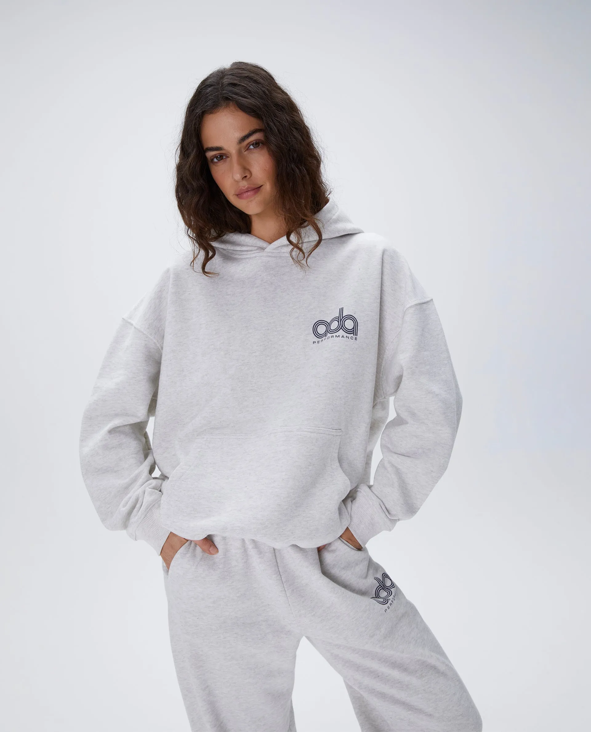 Performance Oversized Hoodie - Light Grey Melange sold by Adanola
