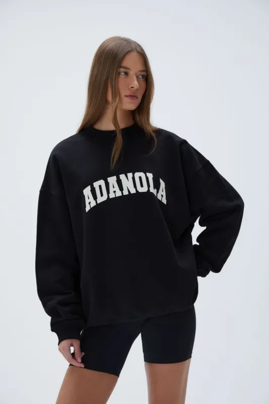 Varsity Oversized Sweatshirt - Black sold by Adanola