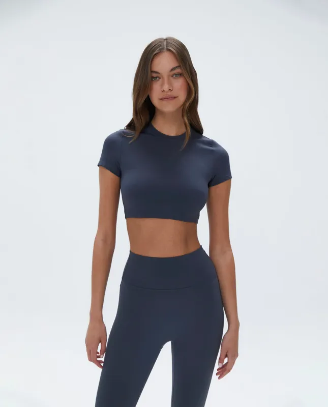 Short Sleeve Crop Top - Midnight Blue sold by Adanola