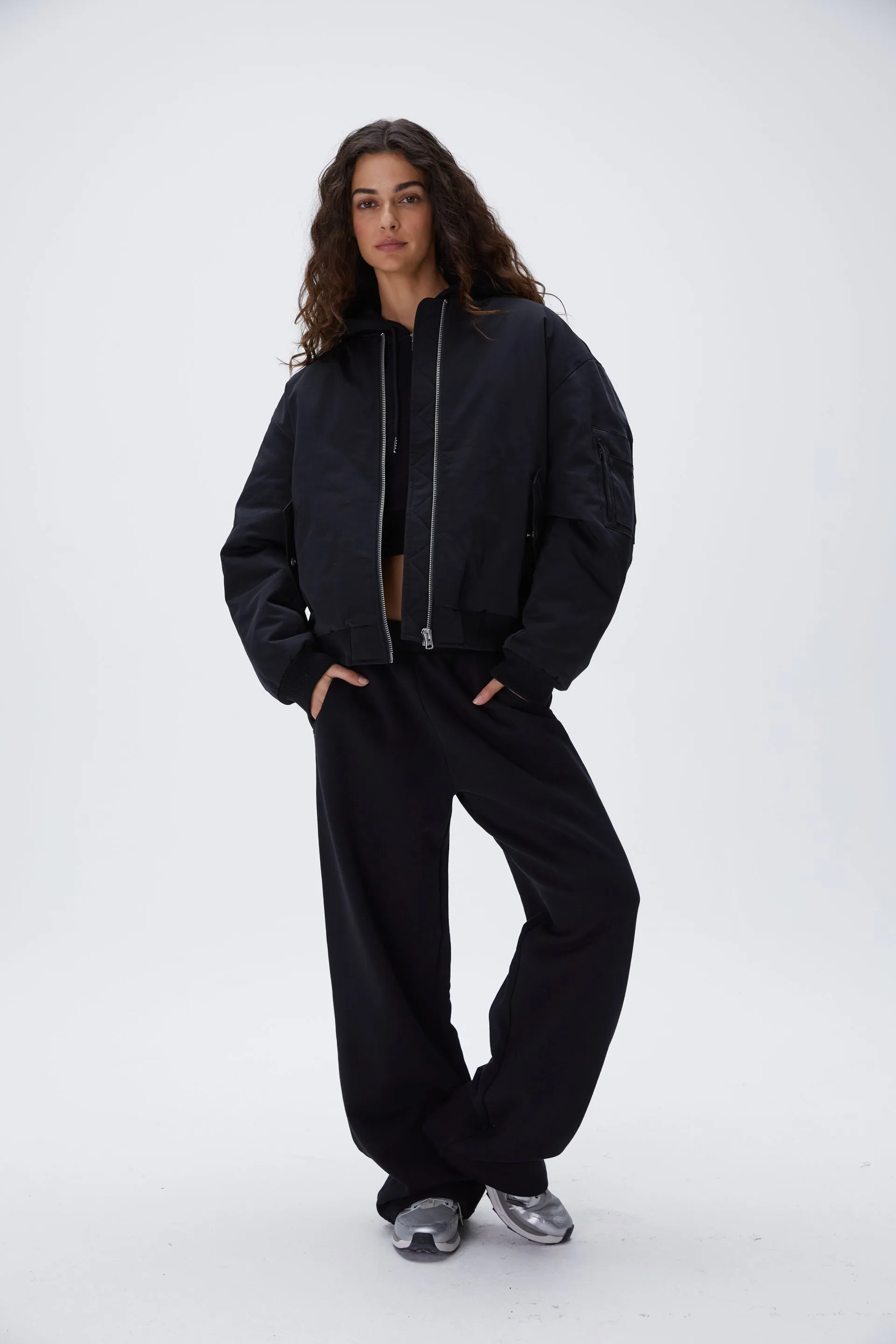 Oversized Bomber Jacket - Black sold by Adanola