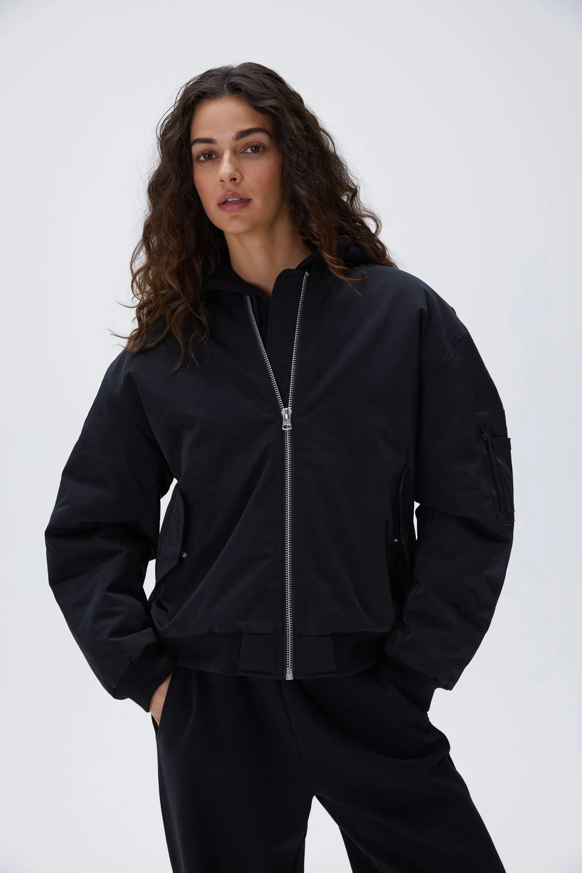 Oversized Bomber Jacket - Black sold by Adanola product image thumbnail 3