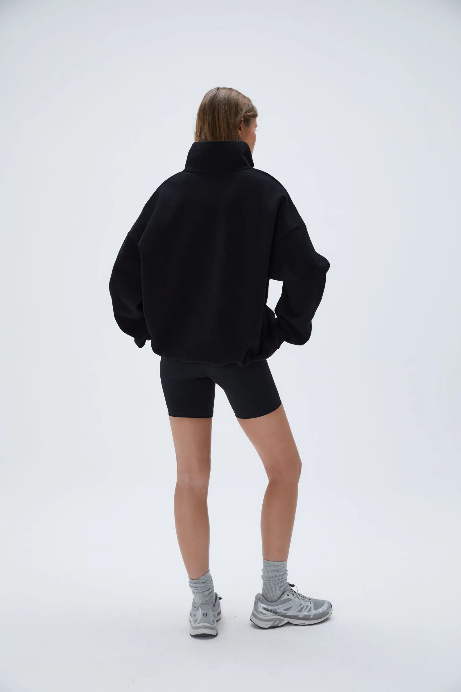 Outdoors Oversized Funnel Neck Zip Sweatshirt - Black sold by Adanola product image thumbnail 3