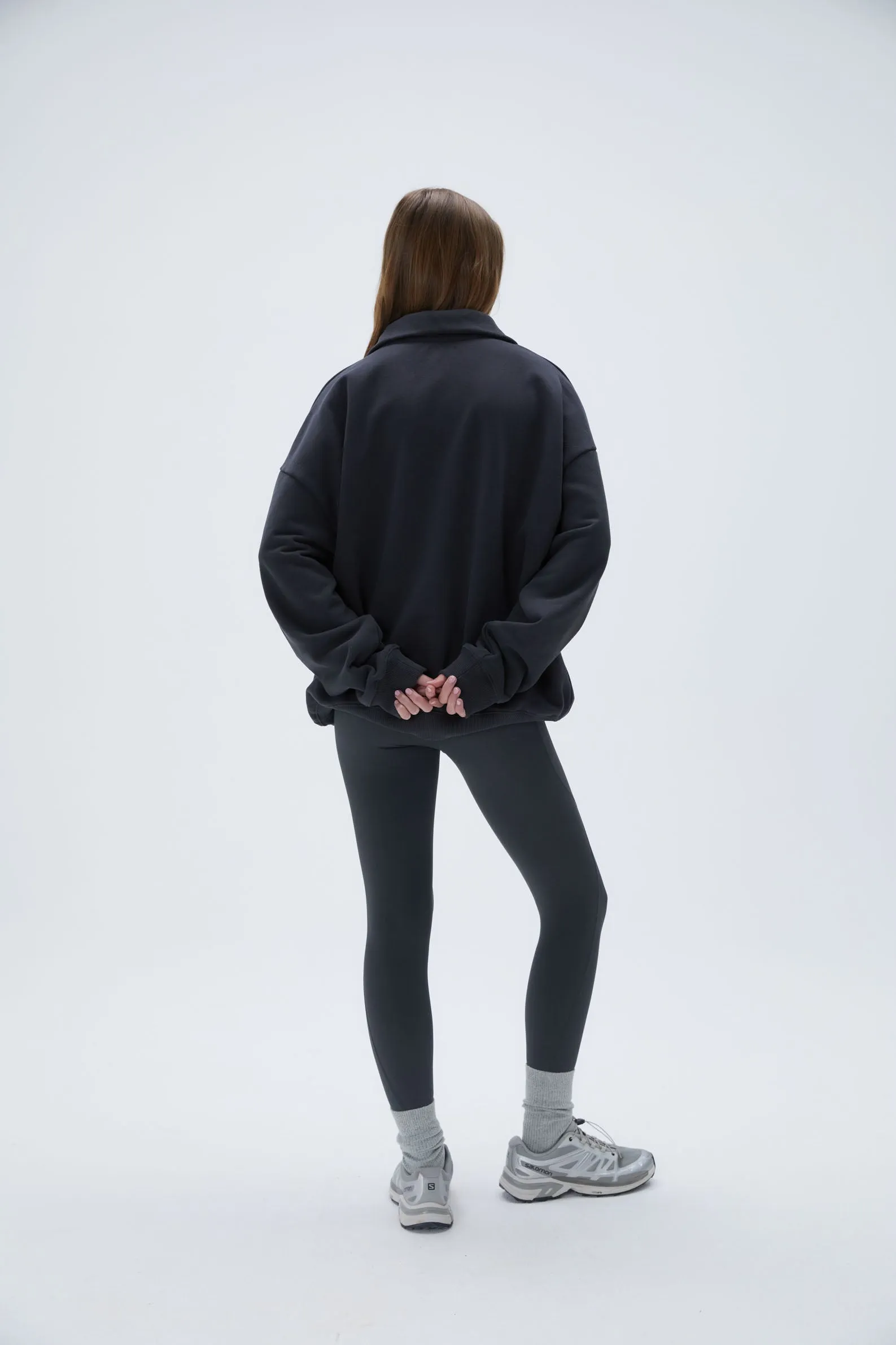 "A" Oversized Funnel Neck Zip Sweatshirt - Graphite Grey sold by Adanola product image thumbnail 3