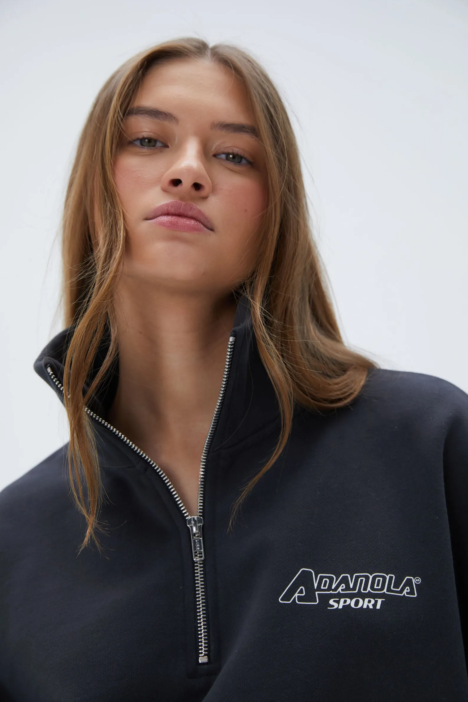 "A" Oversized Funnel Neck Zip Sweatshirt - Graphite Grey sold by Adanola product image thumbnail 2