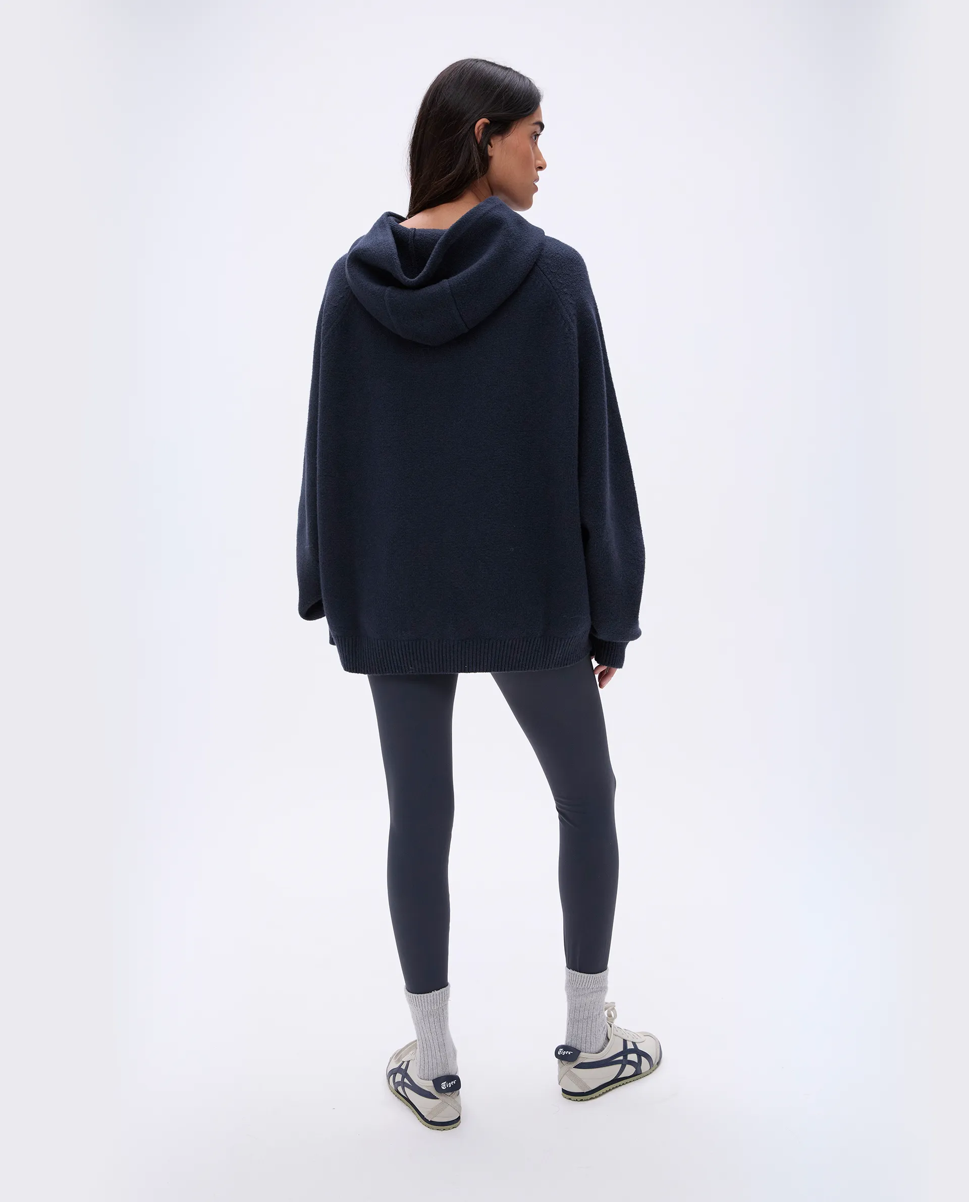 Varsity Oversized Knit Hoodie - Deep Midnight Blue/Cream sold by Adanola product image thumbnail 3