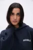Varsity Oversized Knit Hoodie - Deep Midnight Blue/Cream sold by Adanola