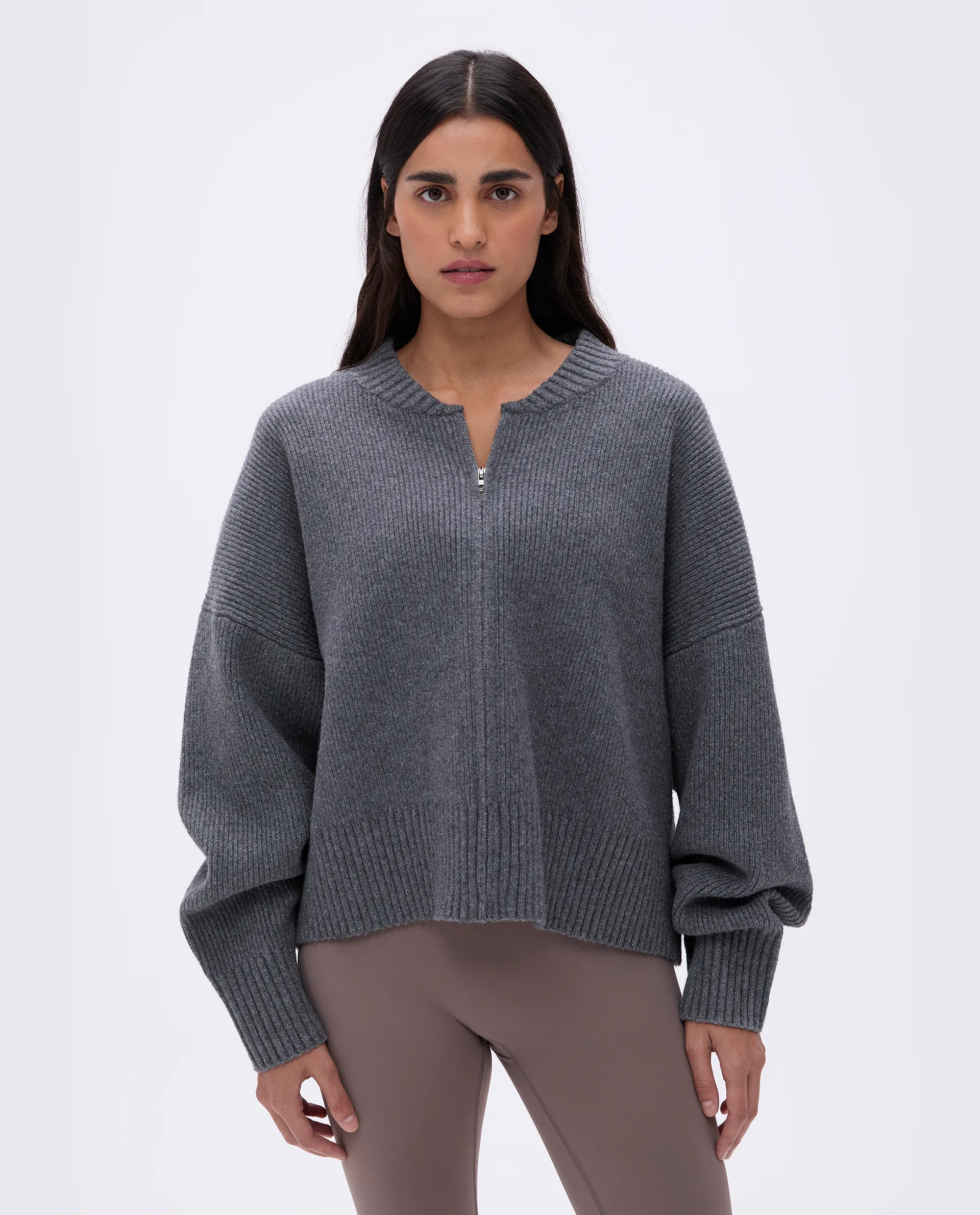 Knit Bomber Jacket - Dark Grey sold by Adanola product image thumbnail 2