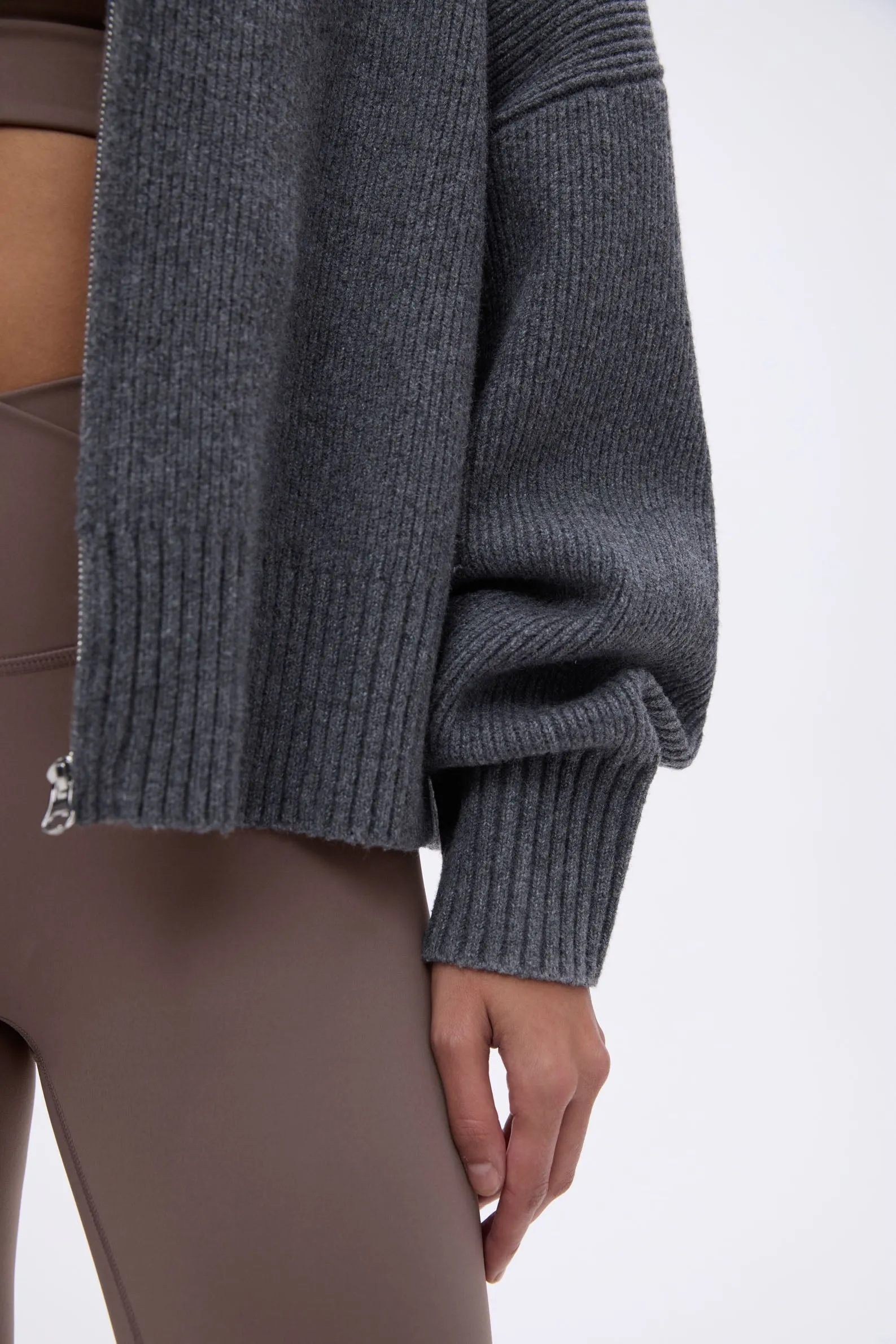 Knit Bomber Jacket - Dark Grey sold by Adanola product image thumbnail 4