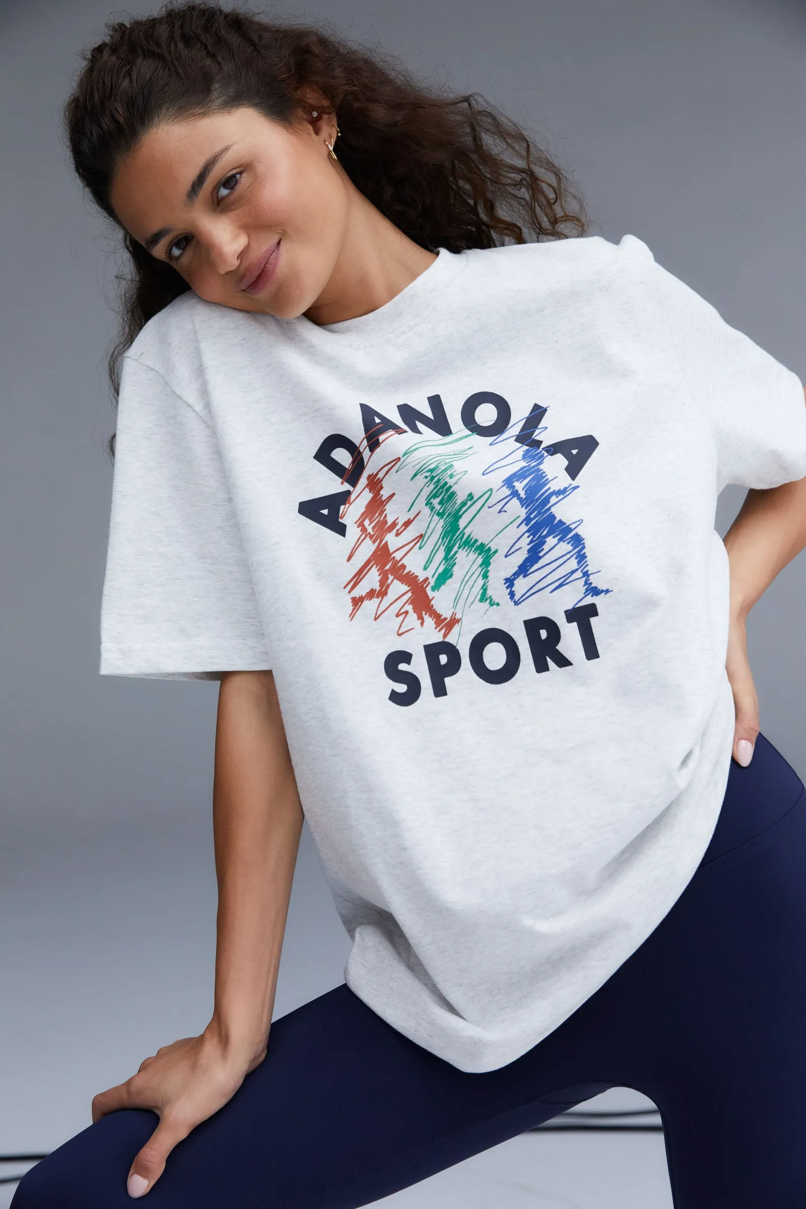 Campus Short Sleeve Oversized T-shirt - Light Grey Melange sold by Adanola product image thumbnail 2
