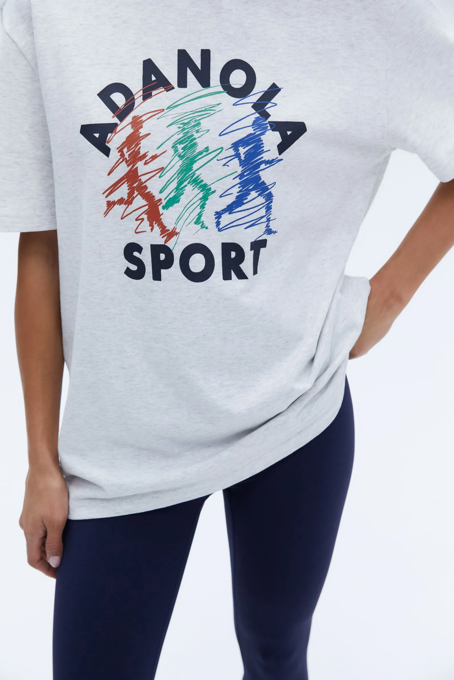 Campus Short Sleeve Oversized T-shirt - Light Grey Melange sold by Adanola product image thumbnail 4