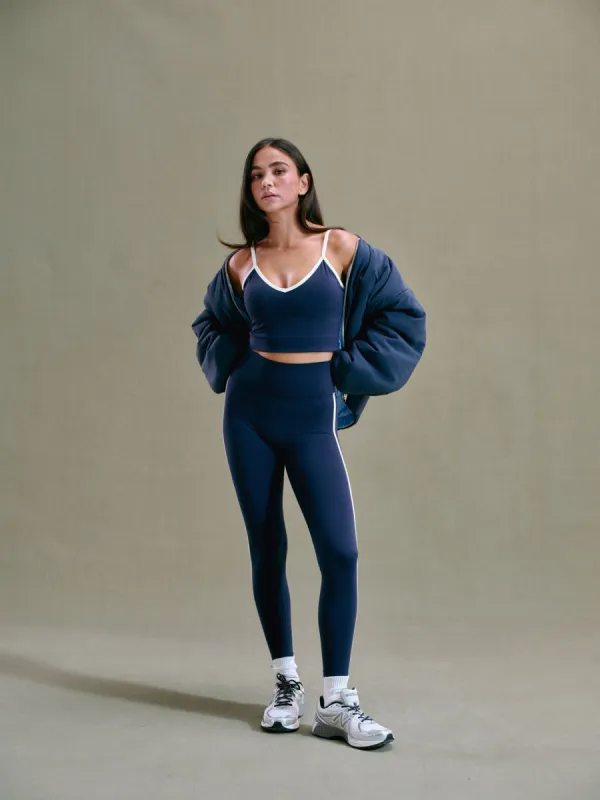Ultimate Piping Leggings - Navy Blue/Marshmallow sold by Adanola