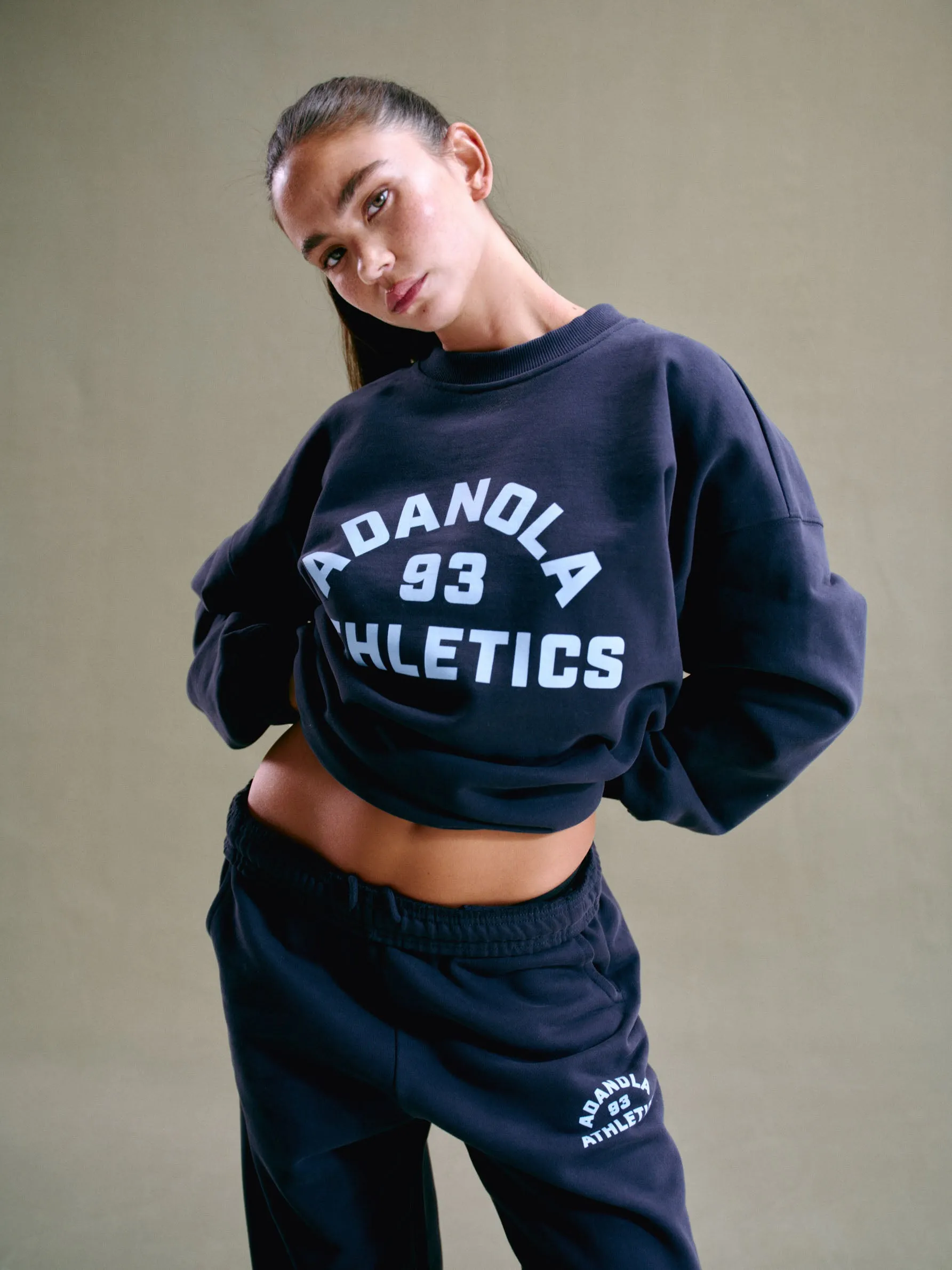 Campus Oversized Sweatshirt - Navy Blue/Powder Blue sold by Adanola