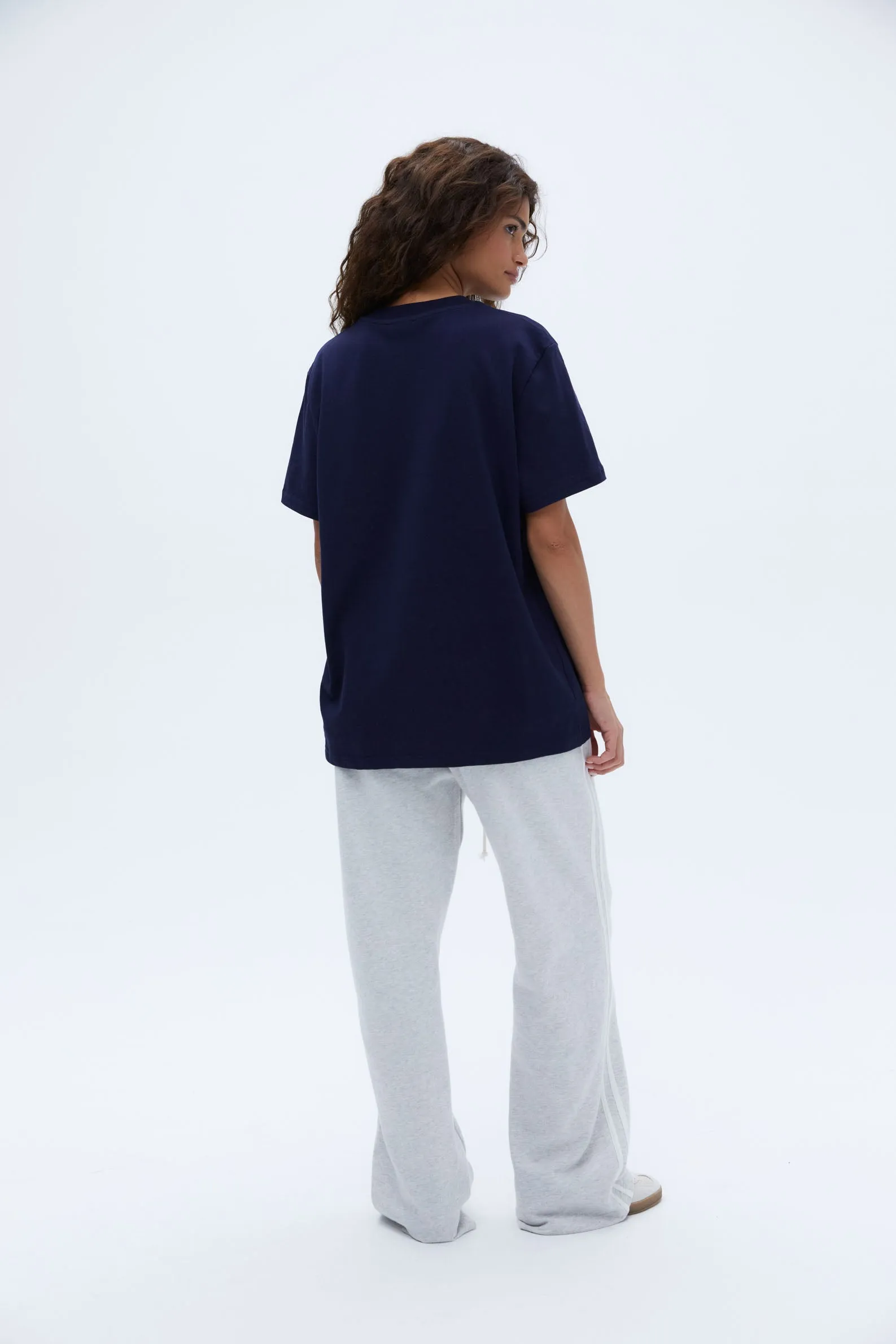 Script Short Sleeve Oversized T-shirt - Navy Blue/Vintage Red sold by Adanola product image thumbnail 4