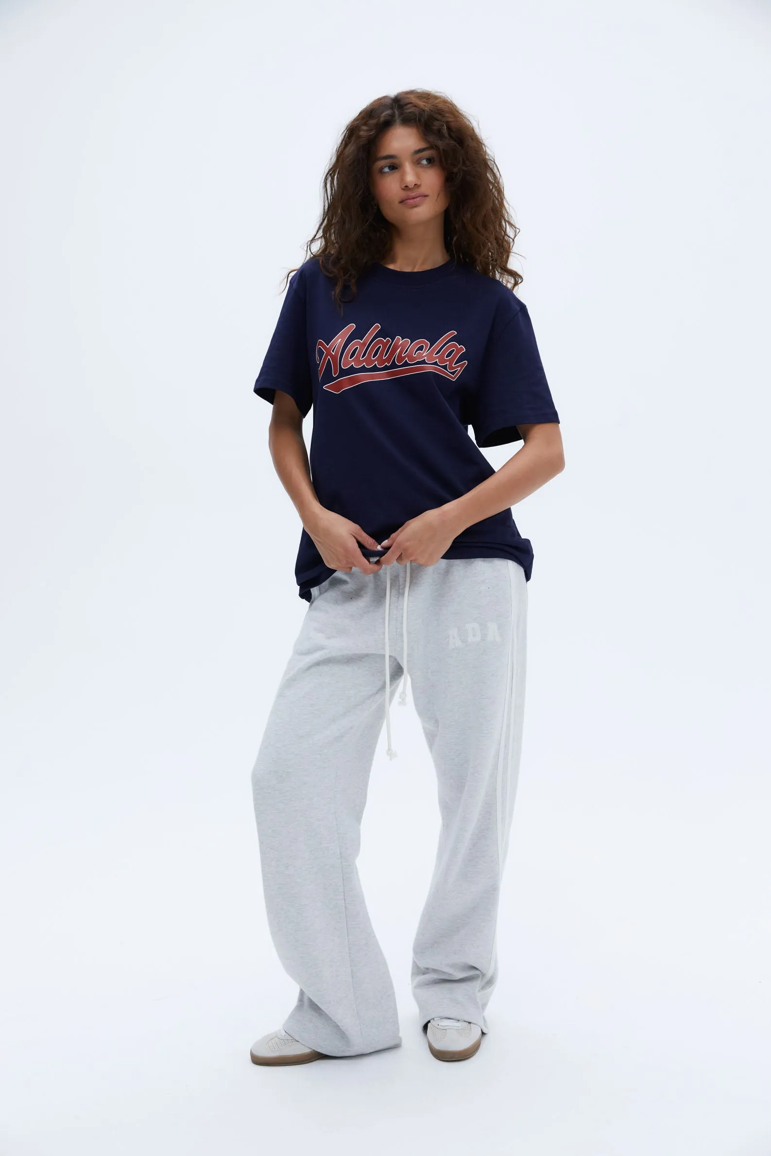 Script Short Sleeve Oversized T-shirt - Navy Blue/Vintage Red sold by Adanola product image thumbnail 3