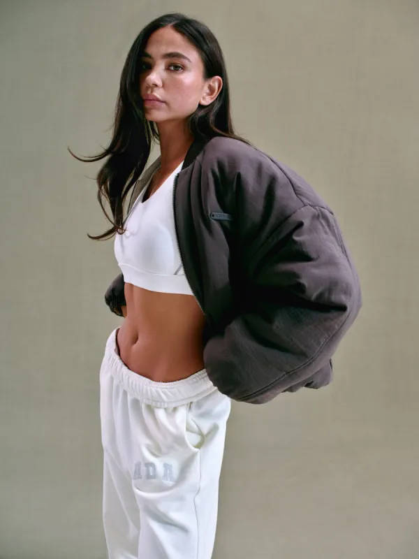 Reversible Bomber Jacket - Marshmallow White/Coffee Bean made by Adanola