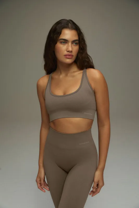 Seamless Racer Adjustable Bra - Cocoa Brown sold by Adanola