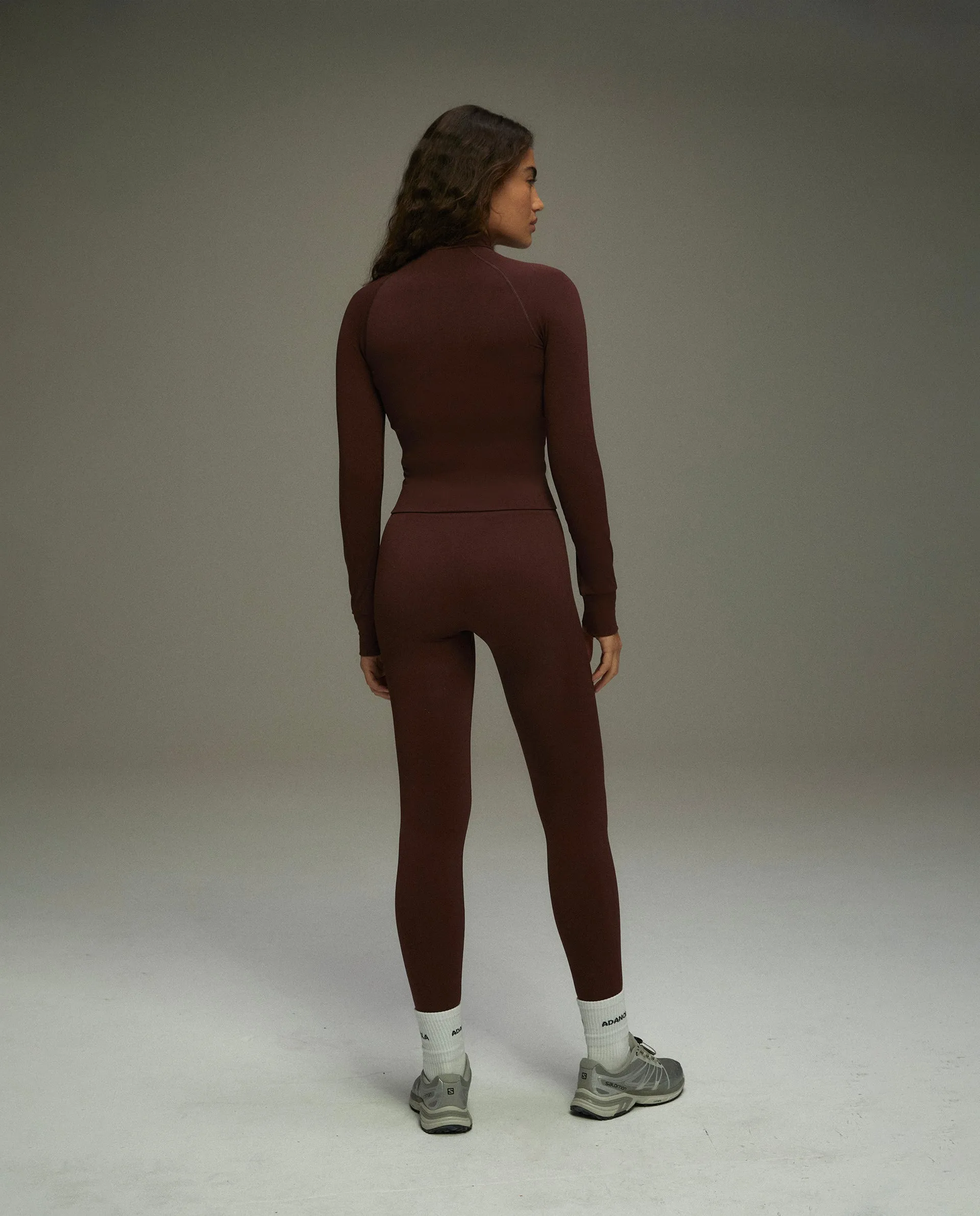 Seamless Long Sleeve Full Zip Top - Burgundy sold by Adanola product image thumbnail 3