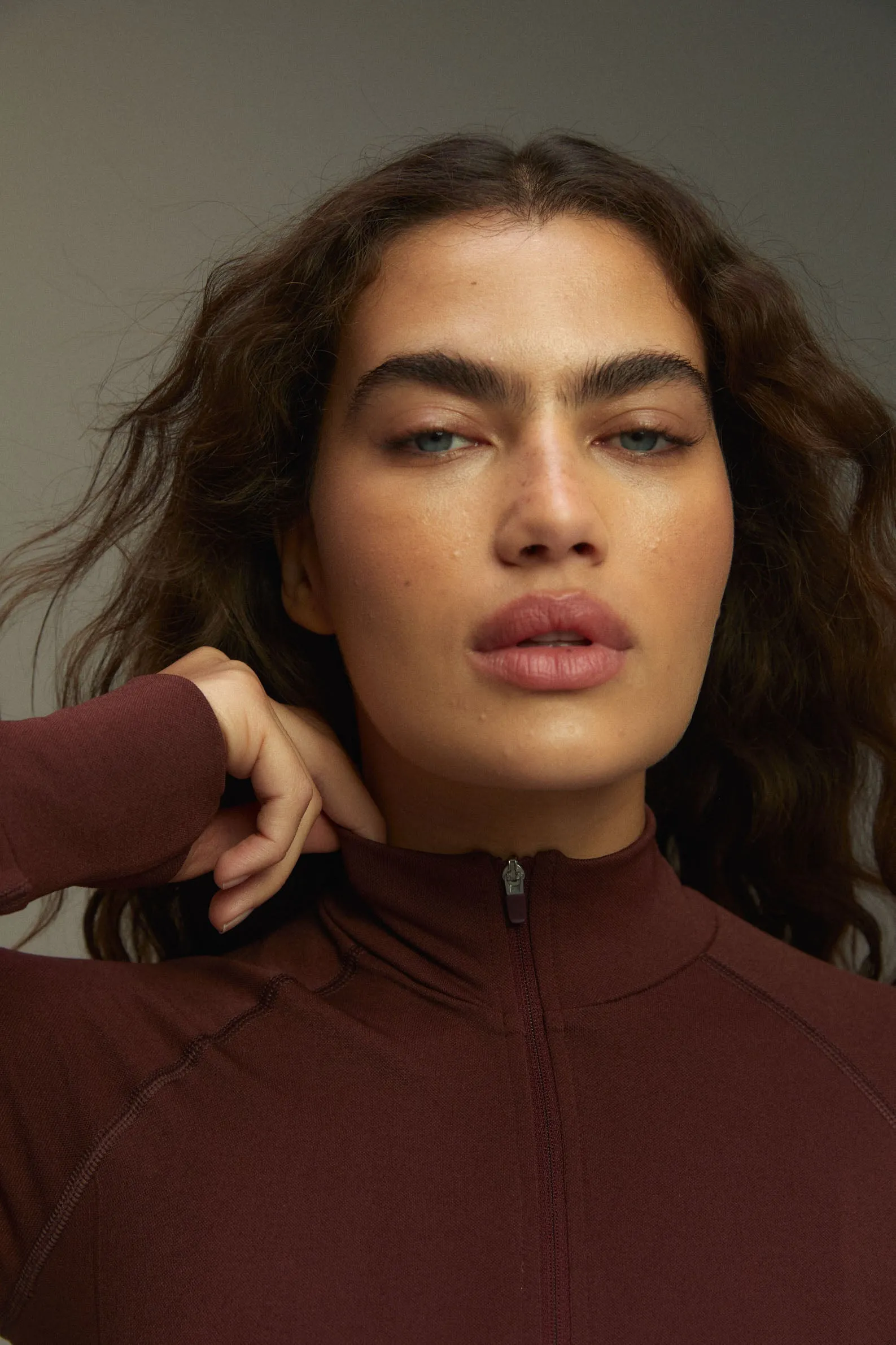 Seamless Long Sleeve Full Zip Top - Burgundy sold by Adanola product image thumbnail 2