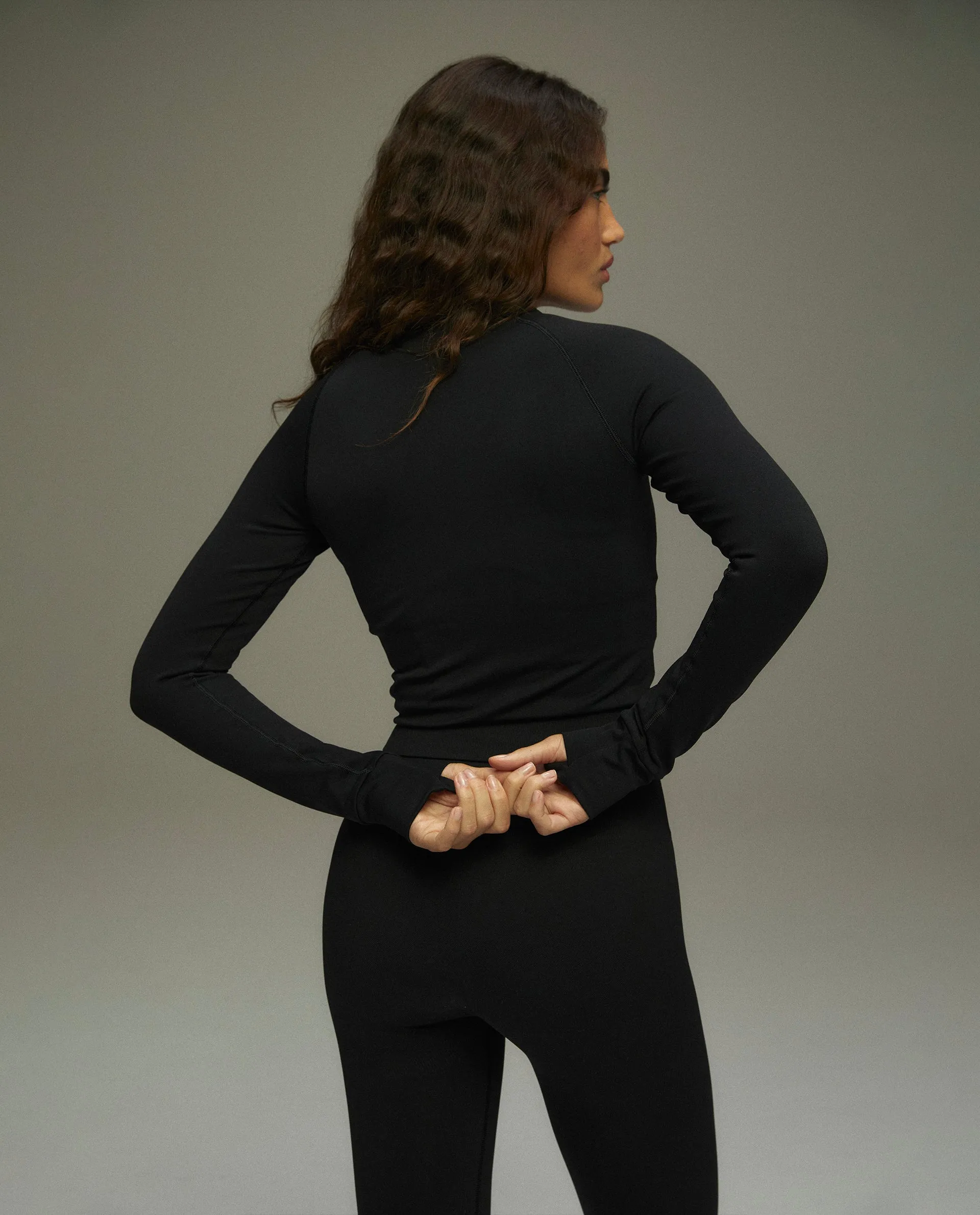 Seamless Long Sleeve Full Zip Top - Black sold by Adanola product image thumbnail 3