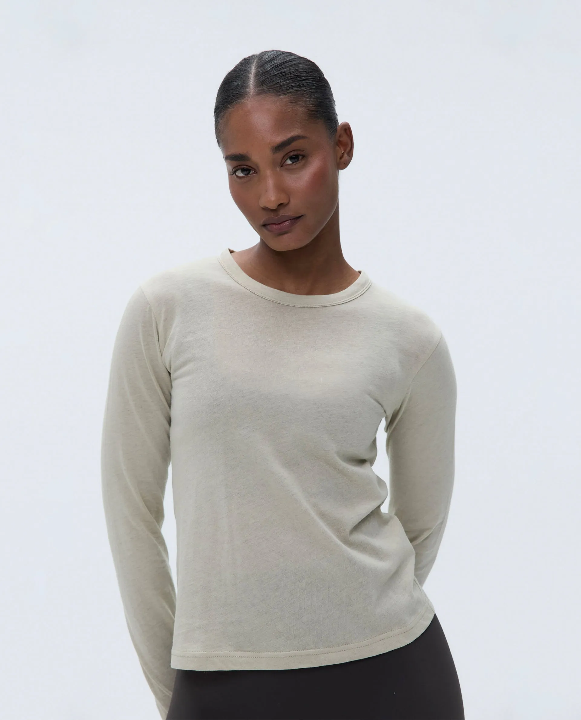 Sheer Long Sleeve Scoop Top - Sand sold by Adanola product image thumbnail 4