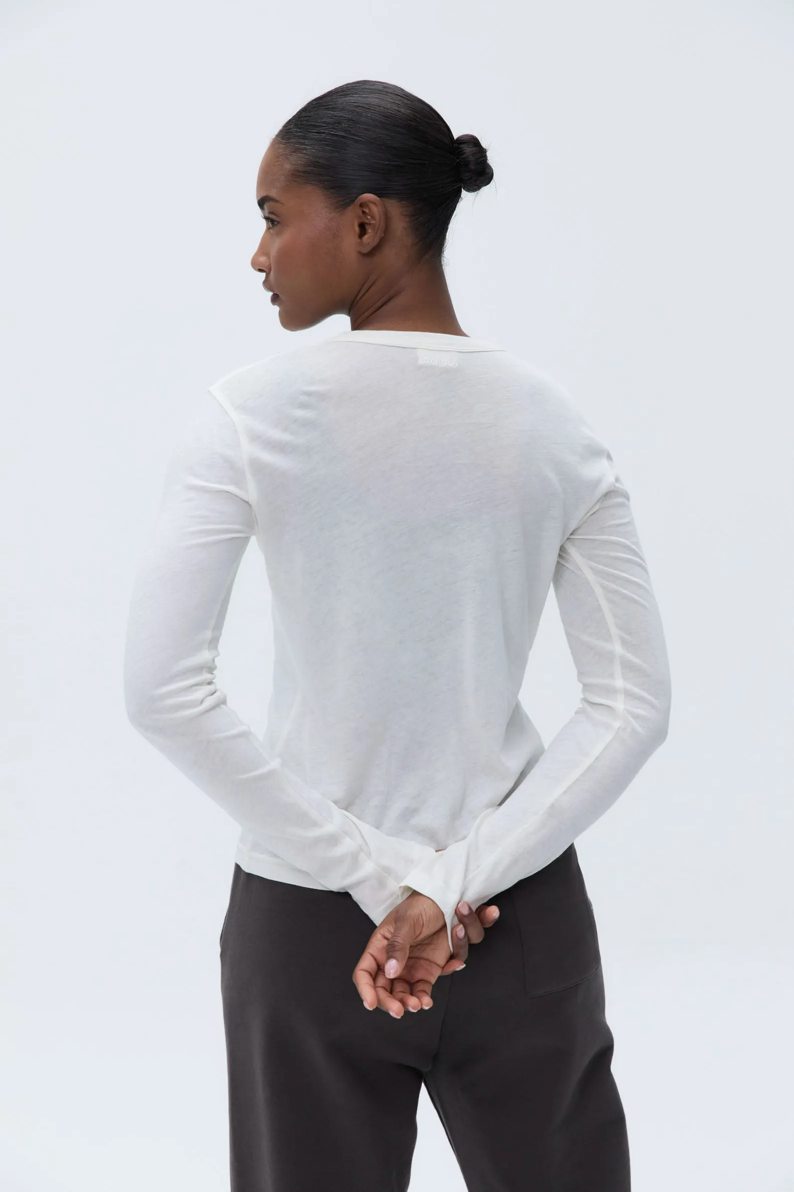 Sheer Long Sleeve Scoop Top - Marshmallow White sold by Adanola product image thumbnail 2