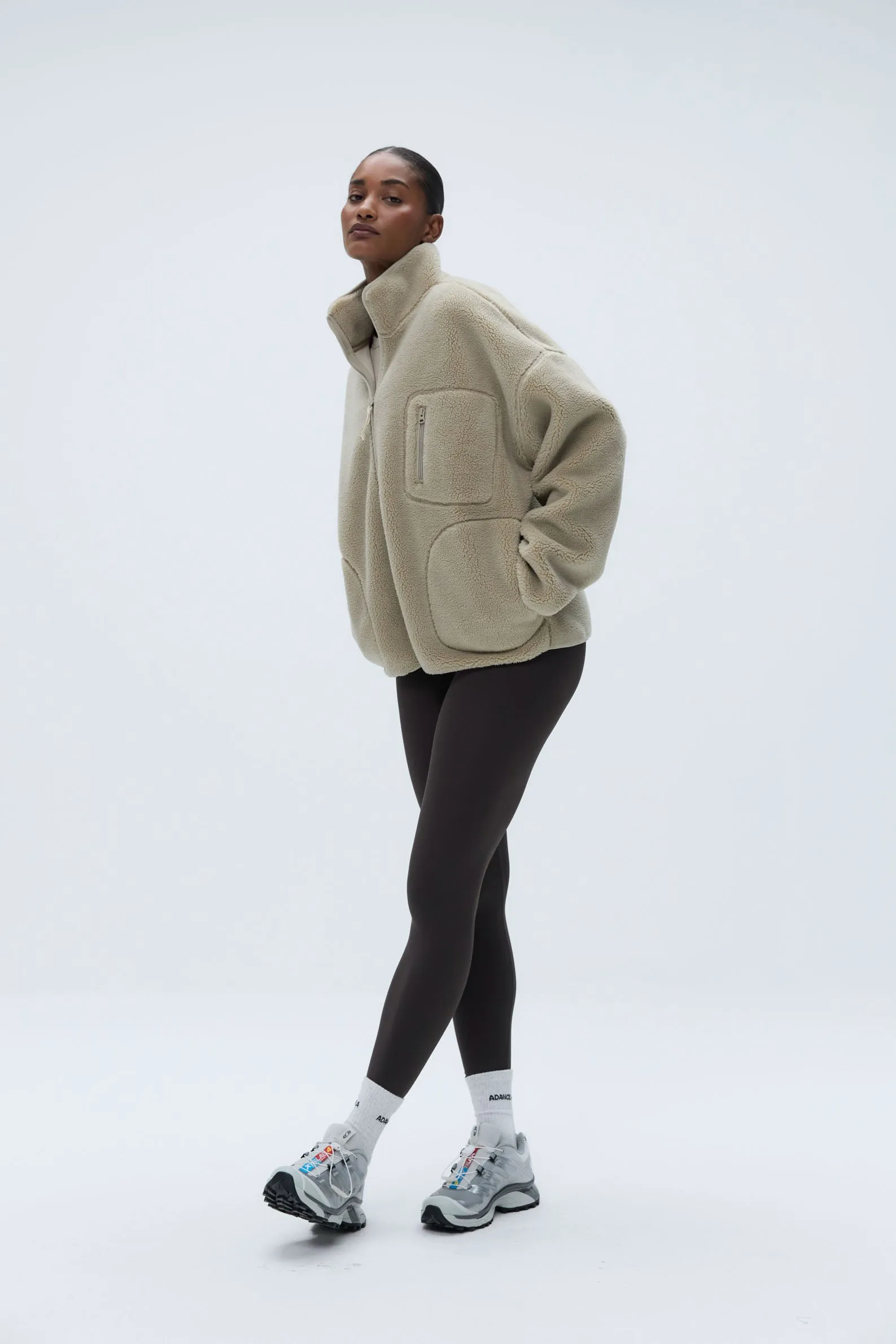 Oversized Pocket Zip Through Fleece - Sand sold by Adanola product image thumbnail 2