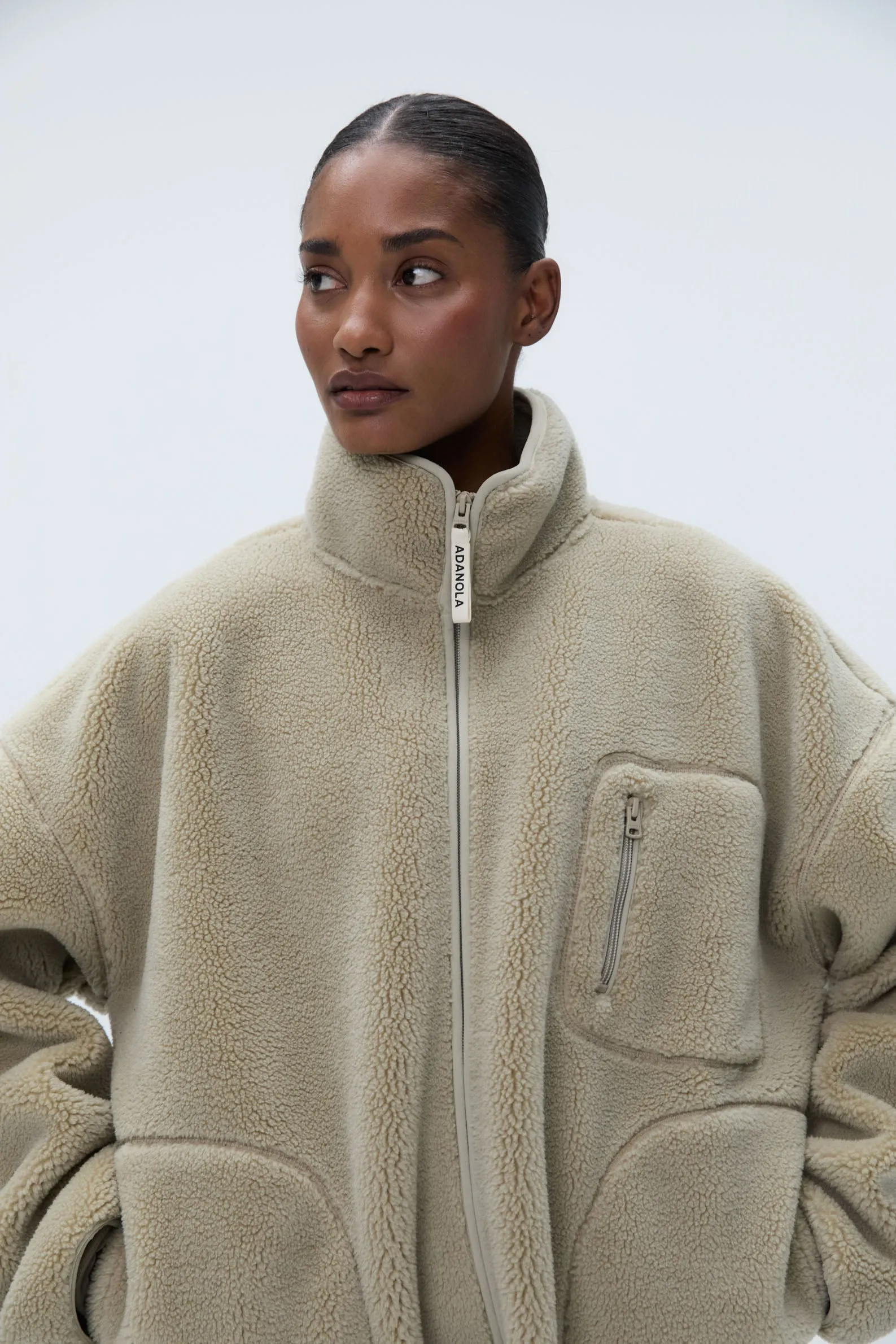 Oversized Pocket Zip Through Fleece - Sand sold by Adanola product image thumbnail 4