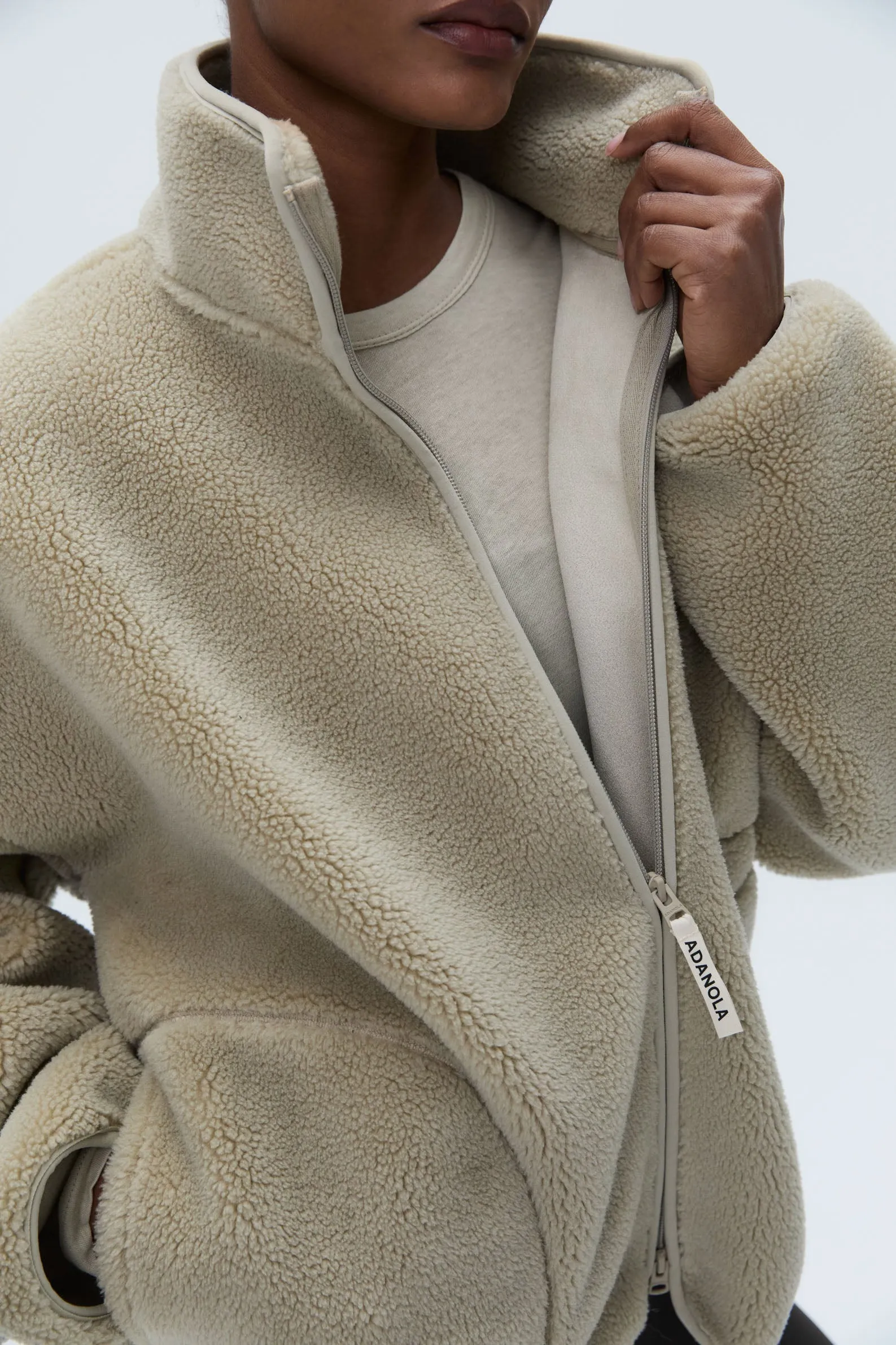 Oversized Pocket Zip Through Fleece - Sand sold by Adanola product image thumbnail 5