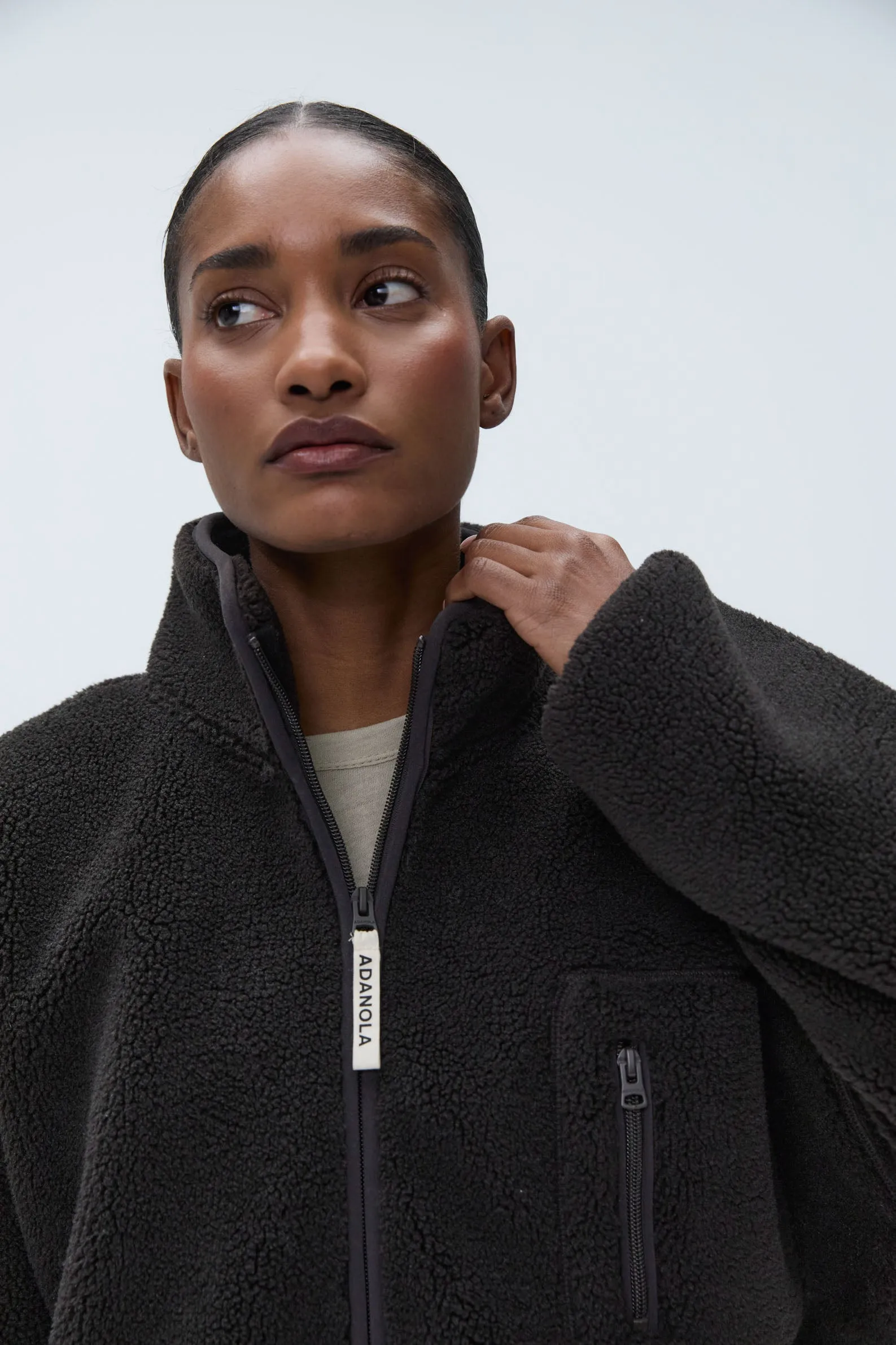 Oversized Pocket Zip Through Fleece - Coffee Bean sold by Adanola product image thumbnail 2