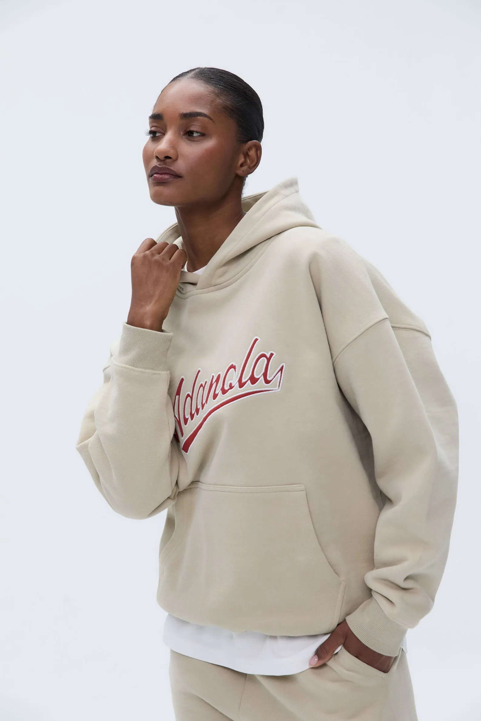 Script Oversized Hoodie - Sand/Vintage Red sold by Adanola product image thumbnail 2
