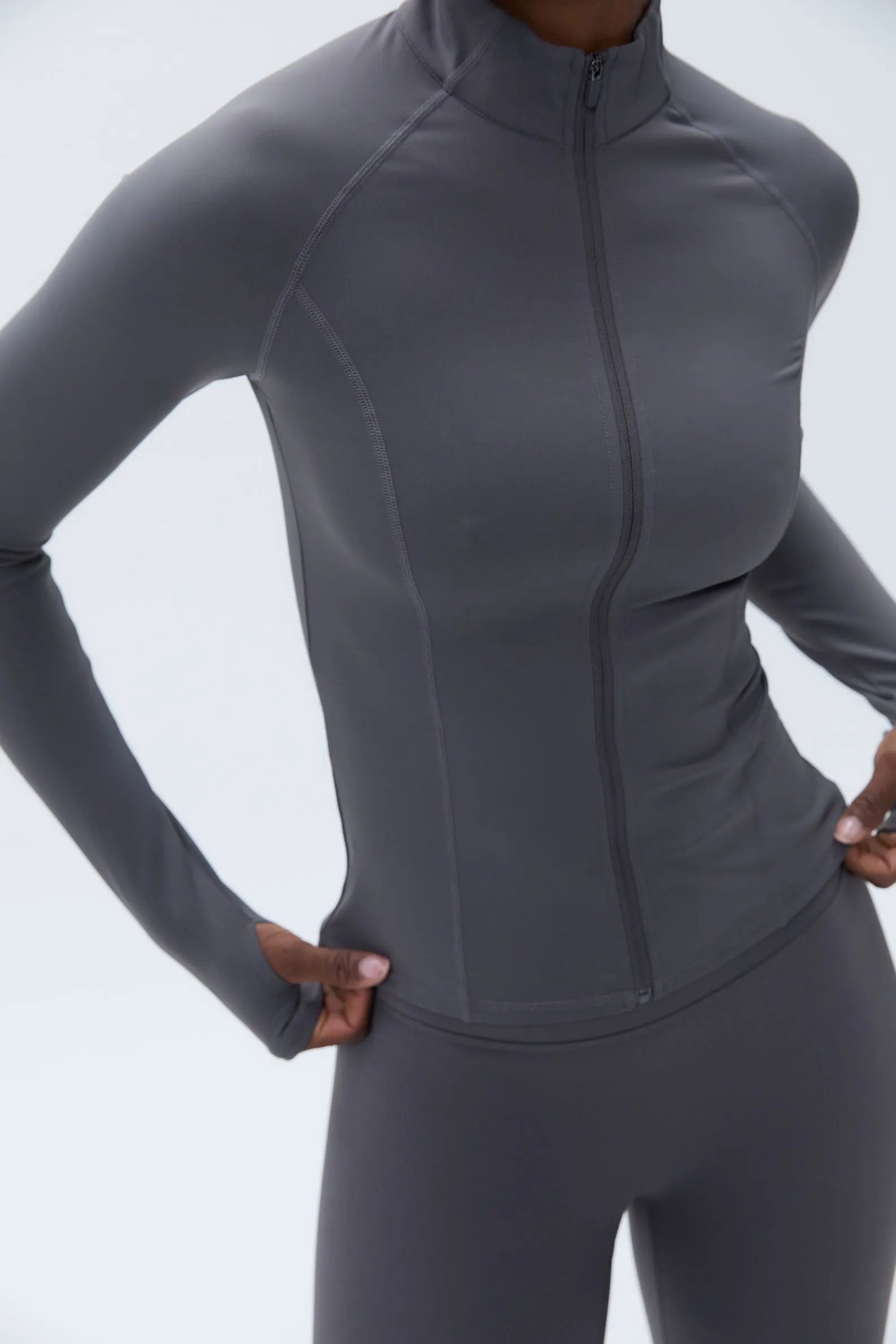 Ultimate Long Sleeve Zip Up Top - Dark Grey sold by Adanola product image thumbnail 2