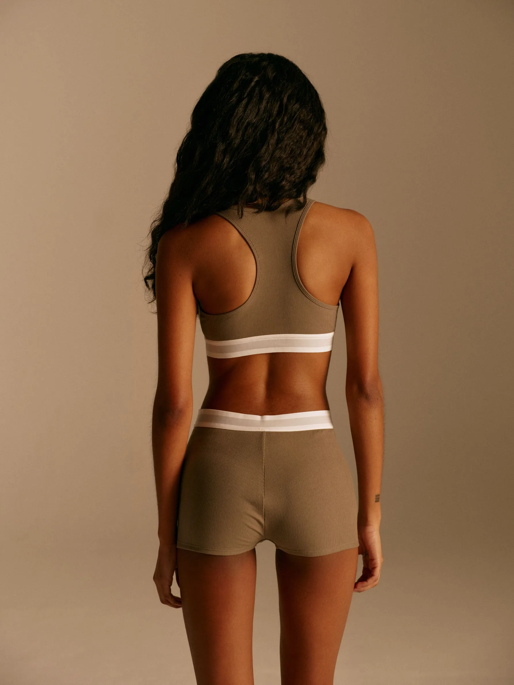 Branded Ribbed Racer Bra - Olive Green sold by Adanola product image thumbnail 3