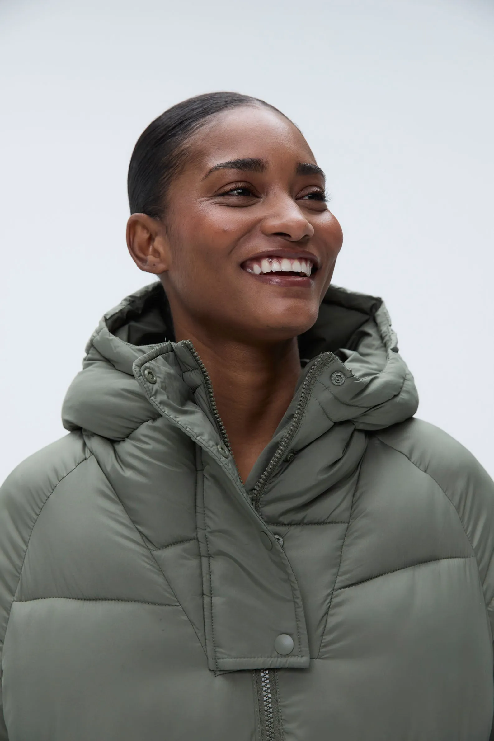 Longline Puffer Jacket - Olive Green sold by Adanola product image thumbnail 2