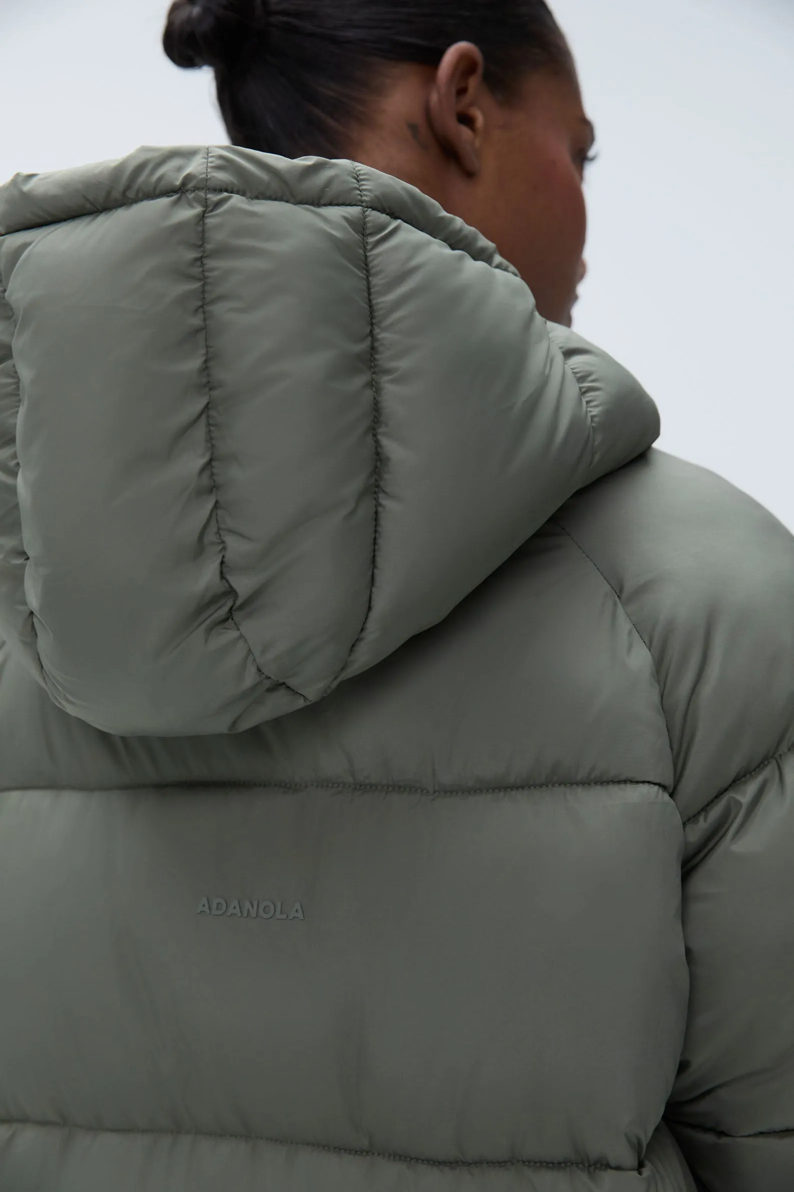 Longline Puffer Jacket - Olive Green sold by Adanola product image thumbnail 4