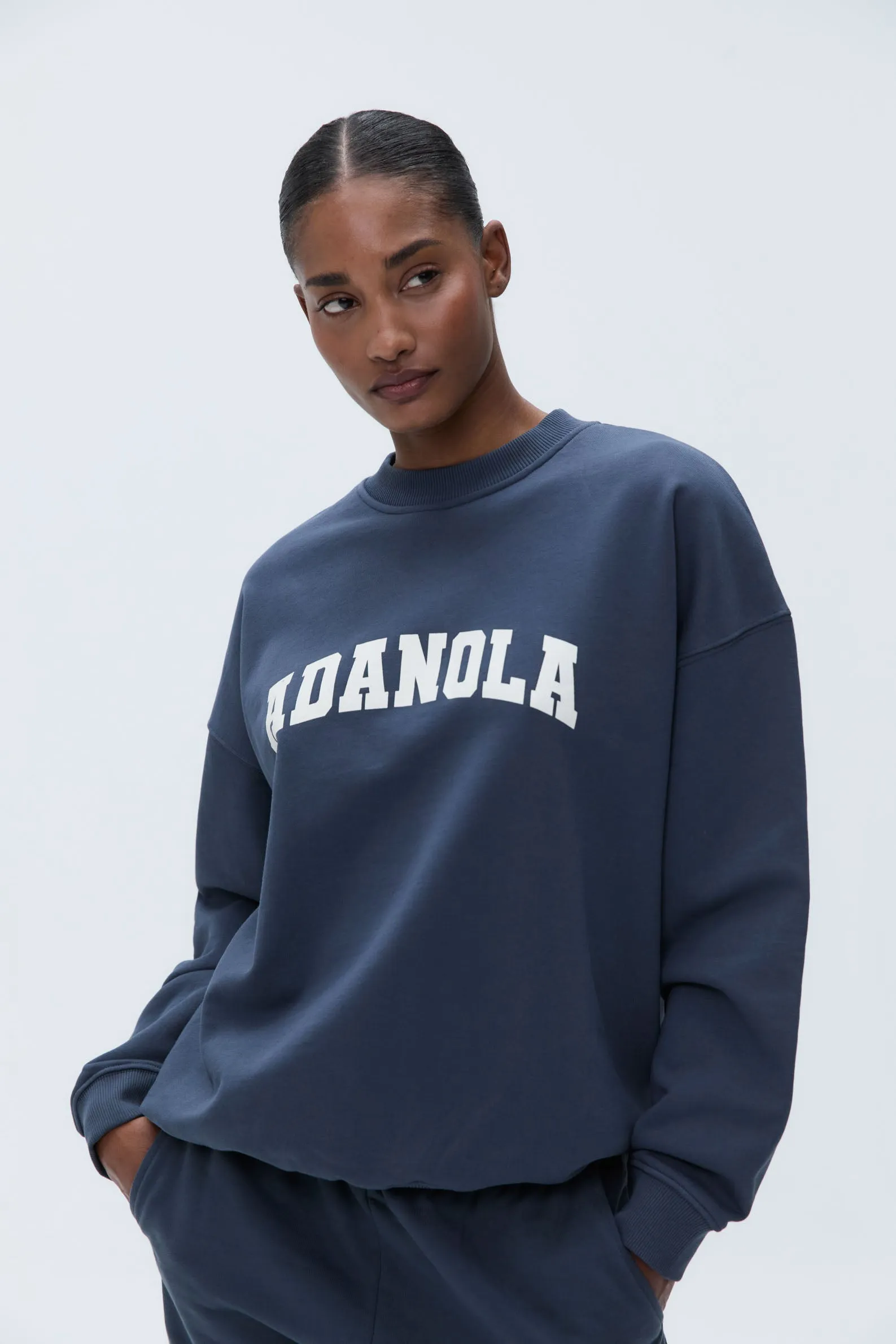 Varsity Oversized Sweatshirt - Washed Midnight Blue sold by Adanola