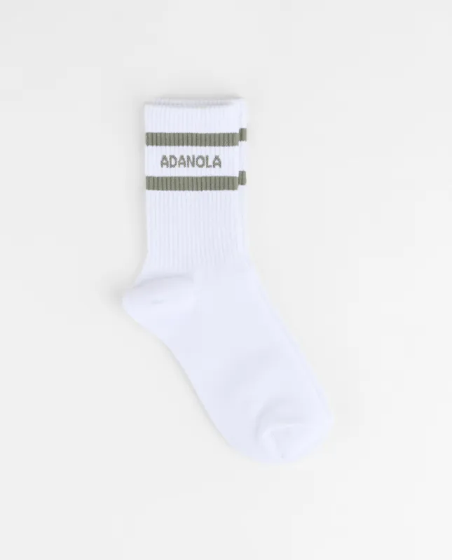 Sports Stripe Socks - Olive Green sold by Adanola