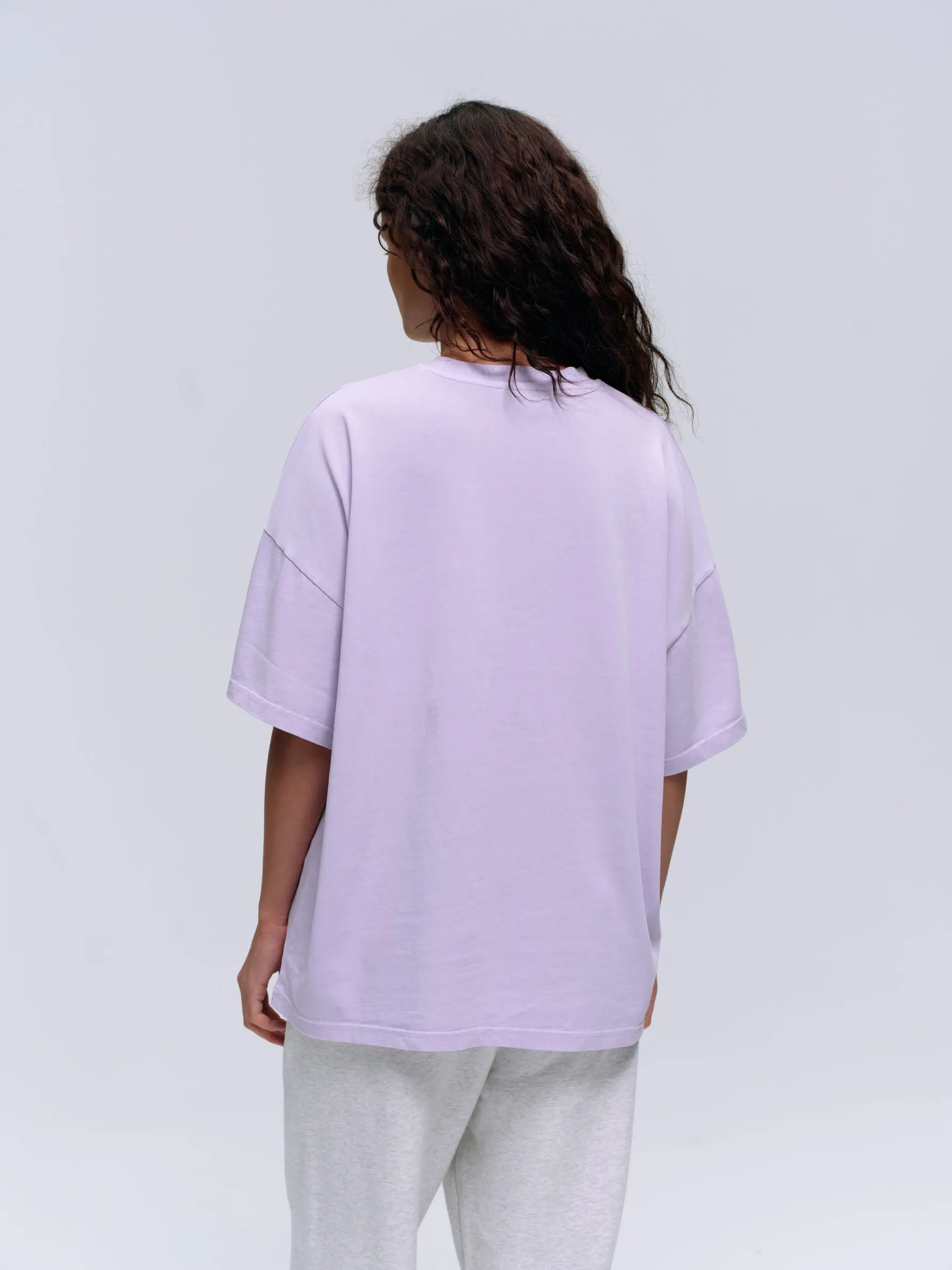 Varsity Washed Short Sleeve Drop Shoulder T-shirt - Lilac Purple sold by Adanola product image thumbnail 3