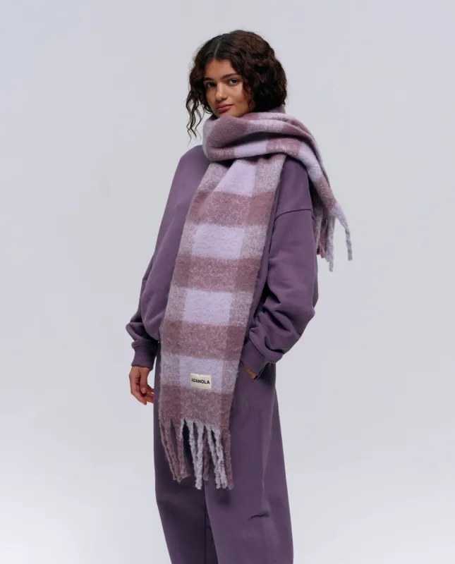 Brushed Check Branded Scarf - Purple sold by Adanola