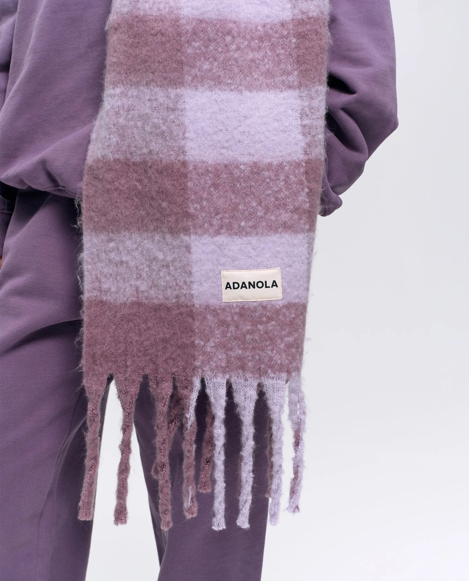 Brushed Check Branded Scarf - Purple sold by Adanola product image thumbnail 2
