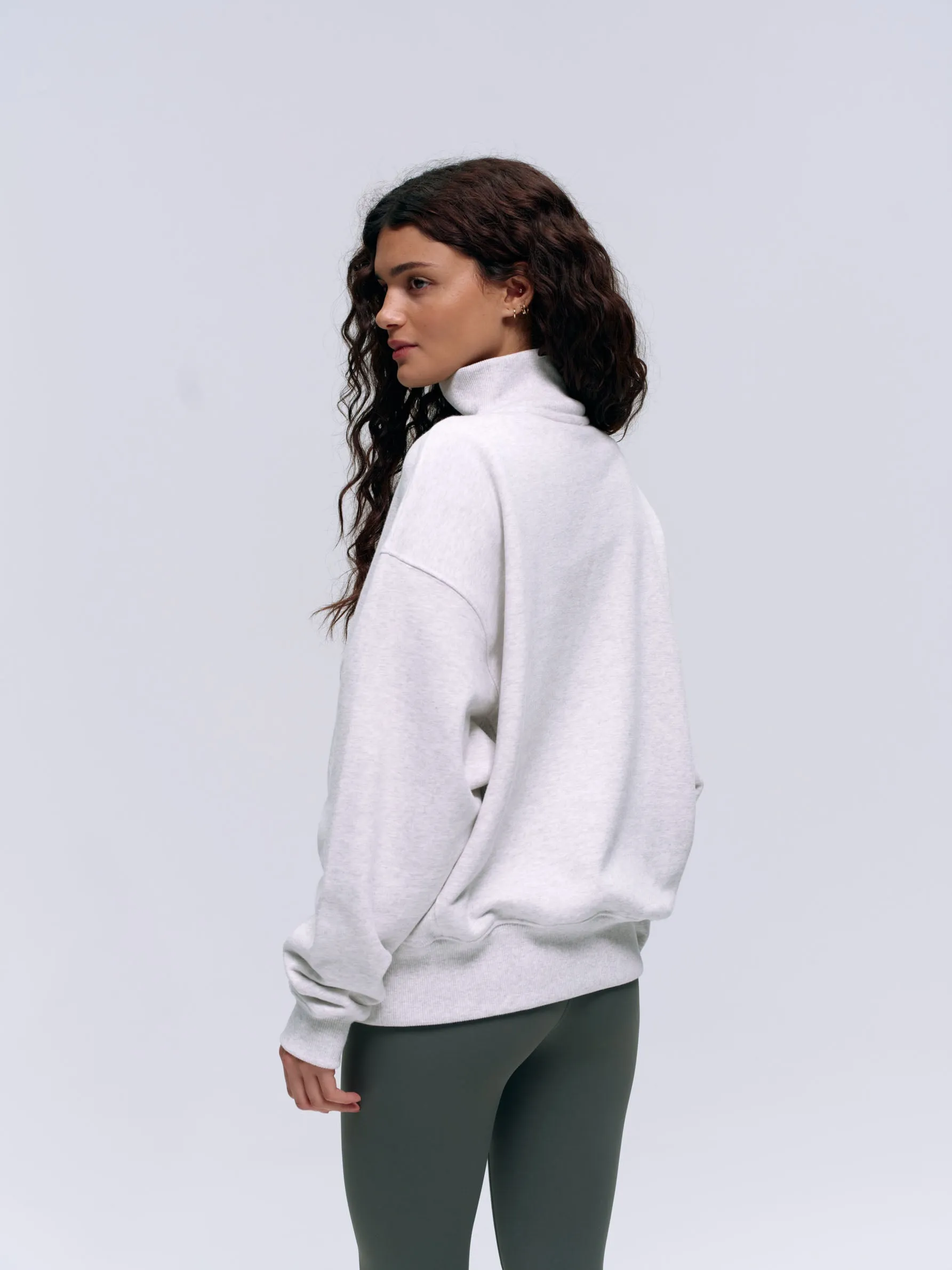 Relaxed Funnel Neck Zip Sweatshirt - Light Grey Melange sold by Adanola product image thumbnail 3
