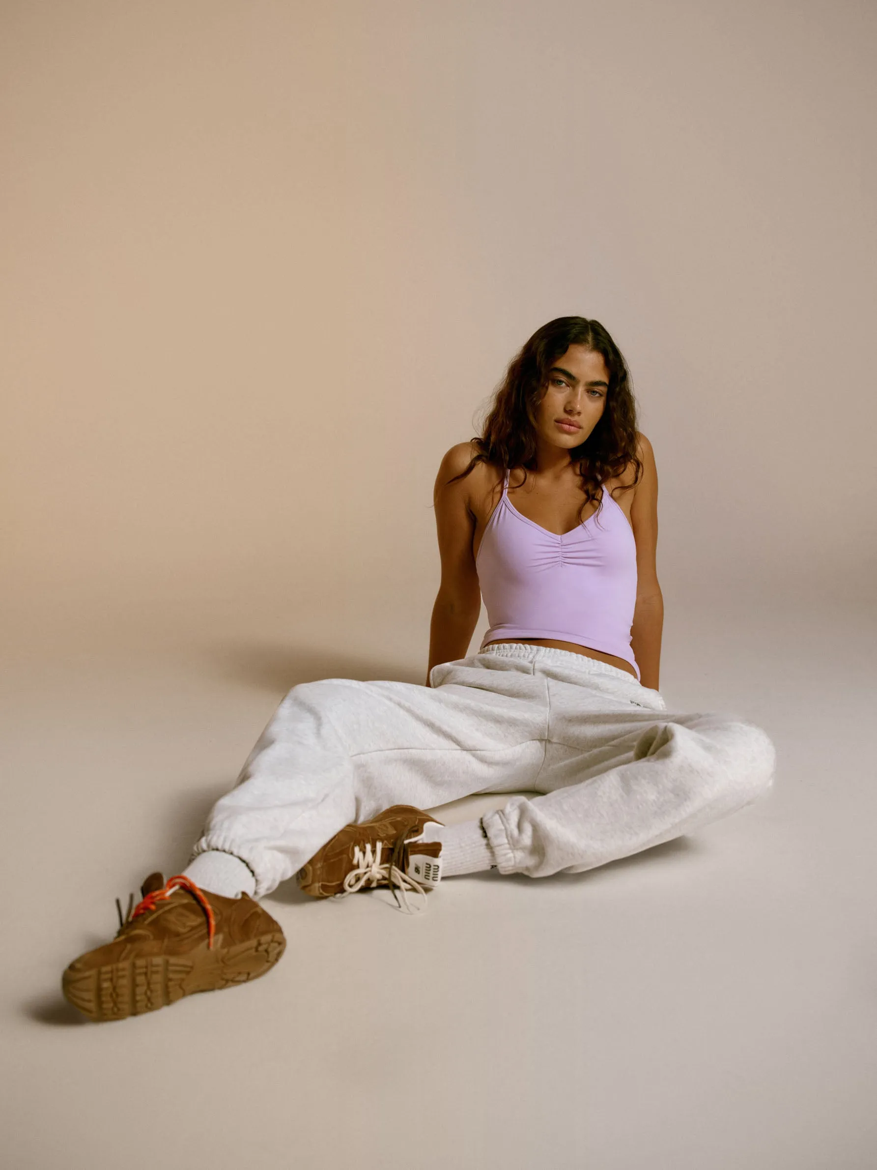 Flow Sweatpants - Light Grey Melange/Lilac Purple sold by Adanola product image thumbnail 4