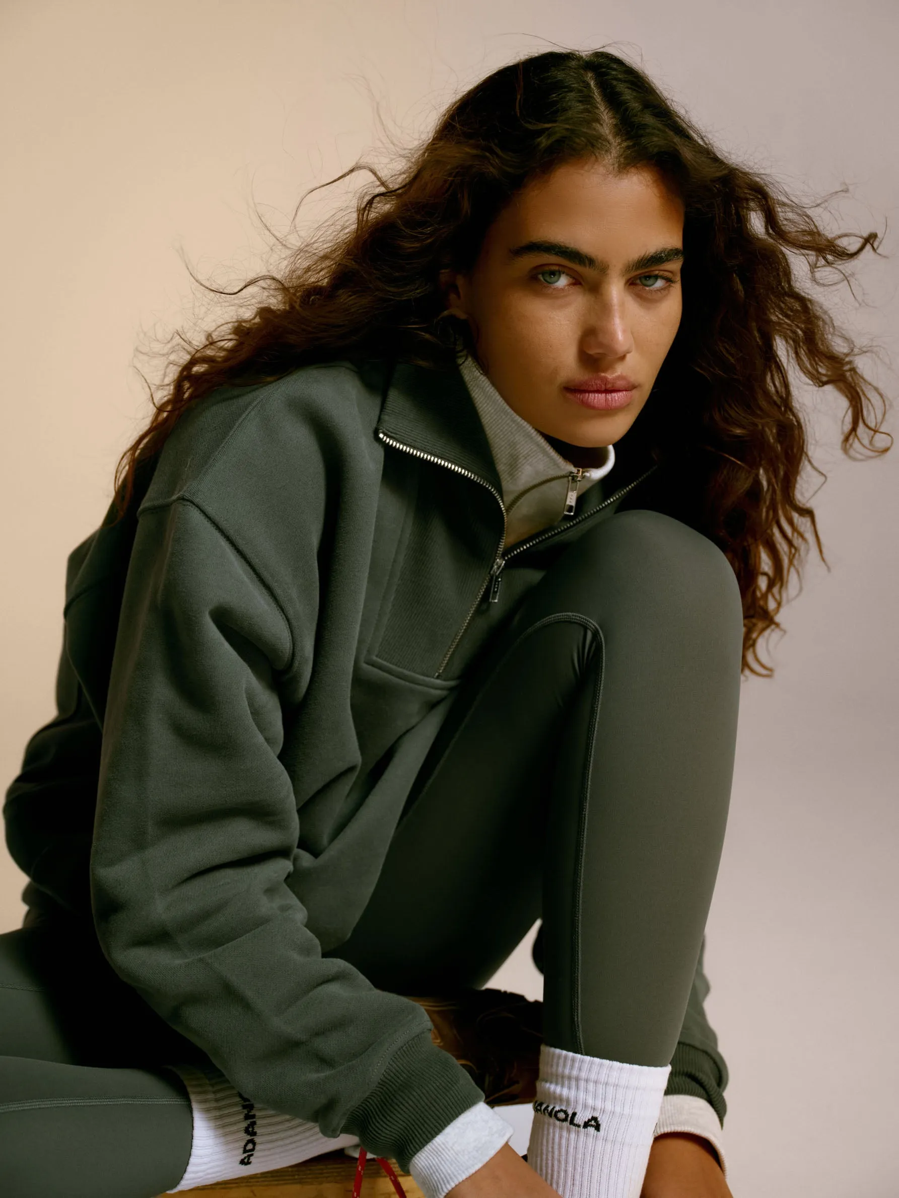 Relaxed Funnel Neck Zip Sweatshirt - Sea Green sold by Adanola