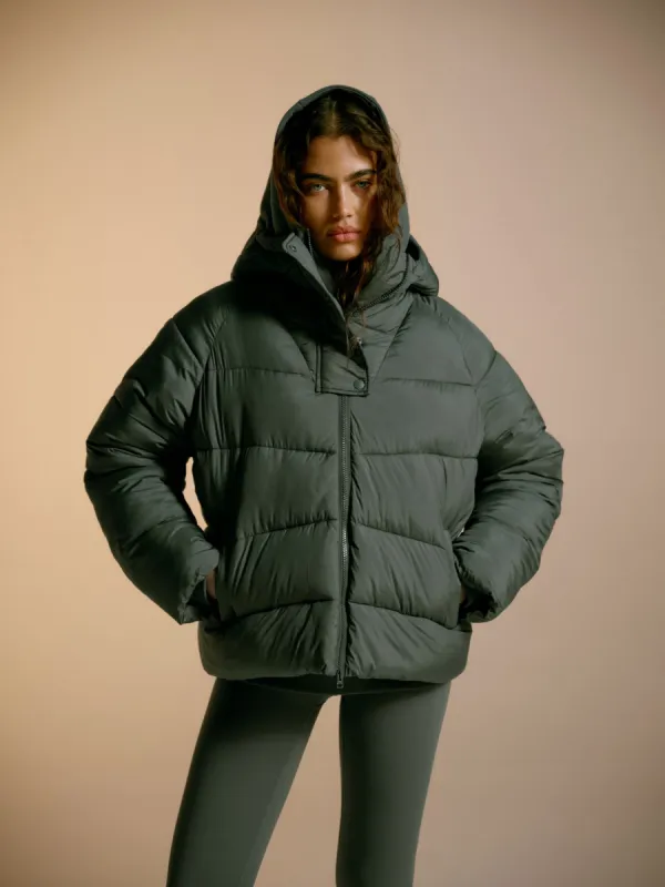 Chevron Puffer Jacket - Sea Green sold by Adanola