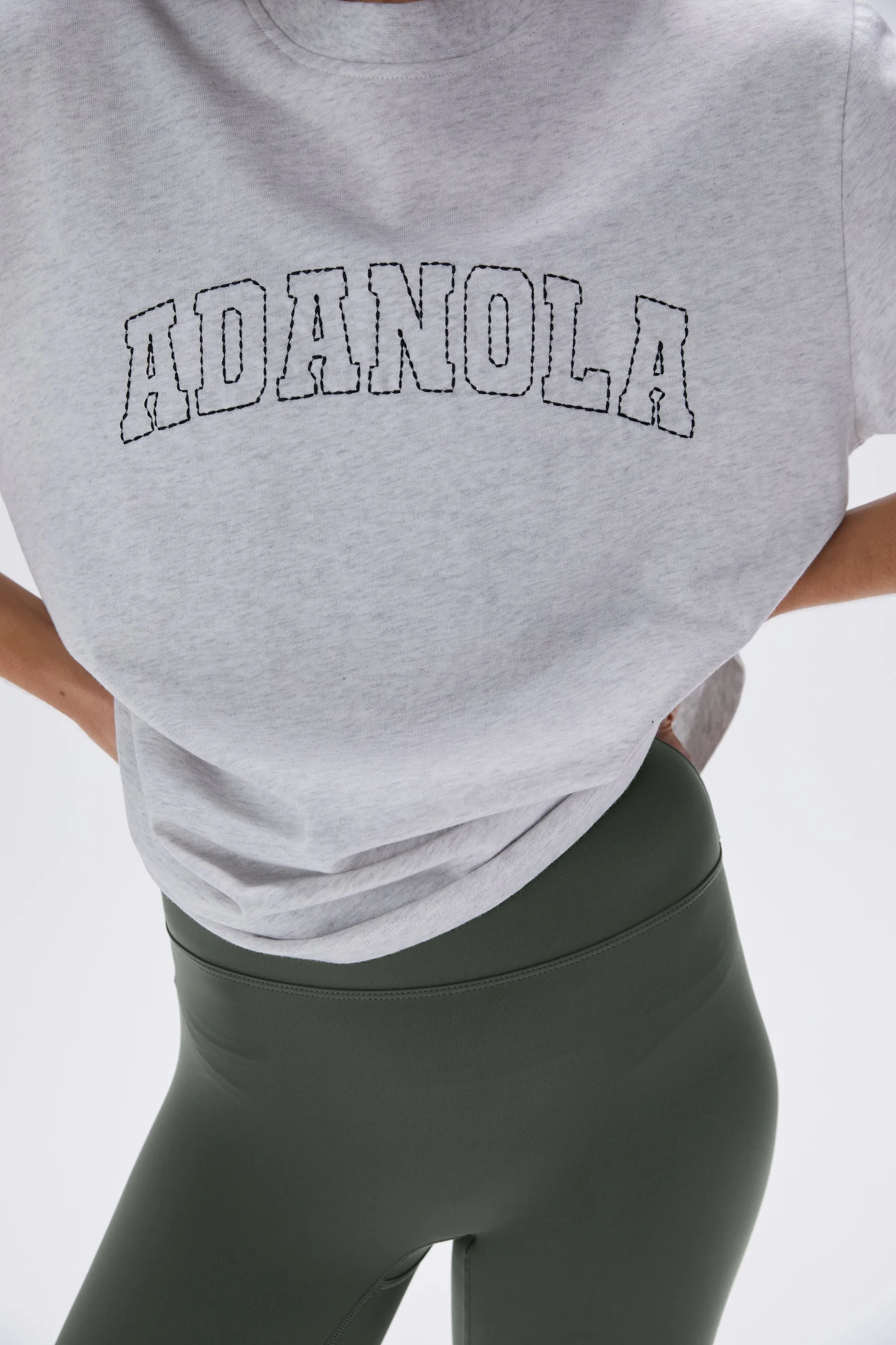 Varsity Stitch Oversized Short Sleeve T-shirt - Light Grey Melange/Black sold by Adanola product image thumbnail 2