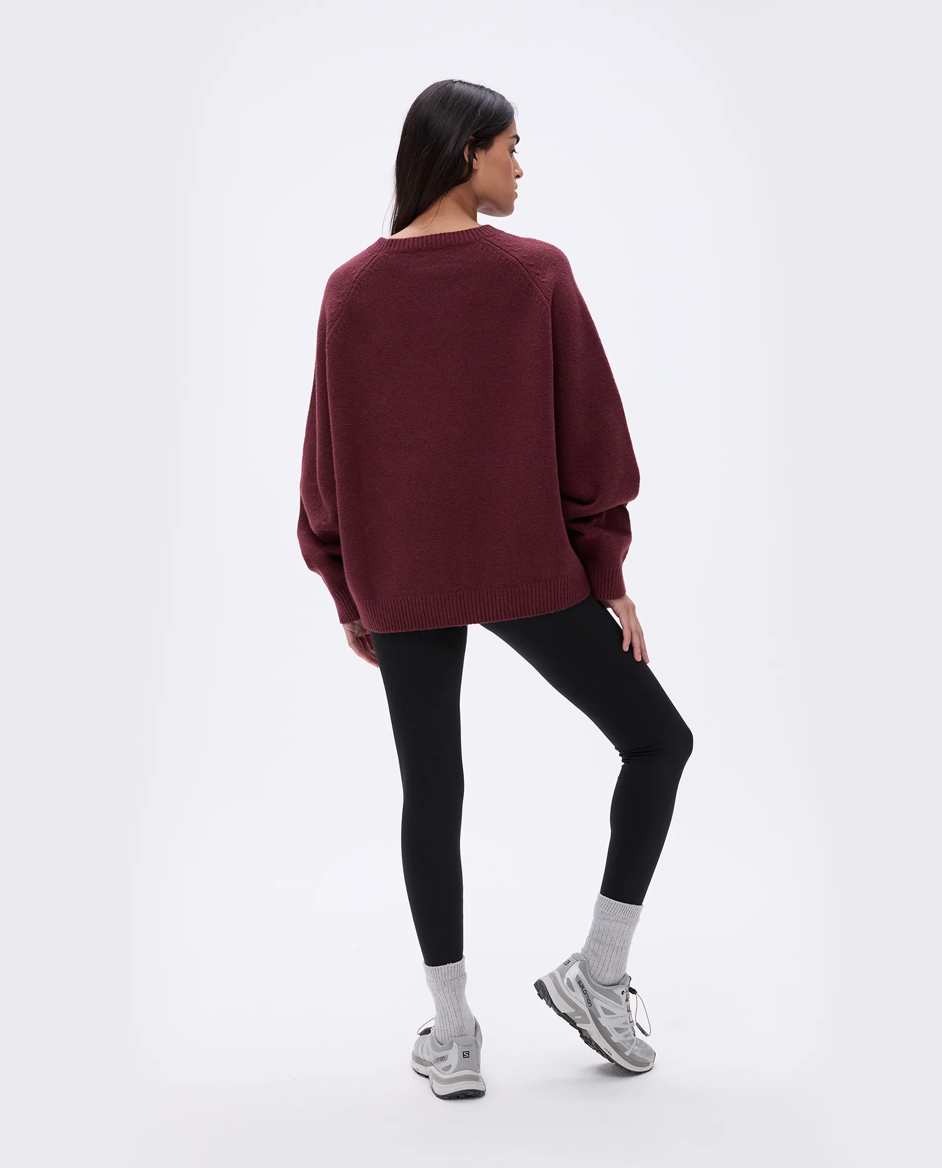 ADA Oversized Knit Sweatshirt - Burgundy/Light Grey Melange sold by Adanola product image thumbnail 3