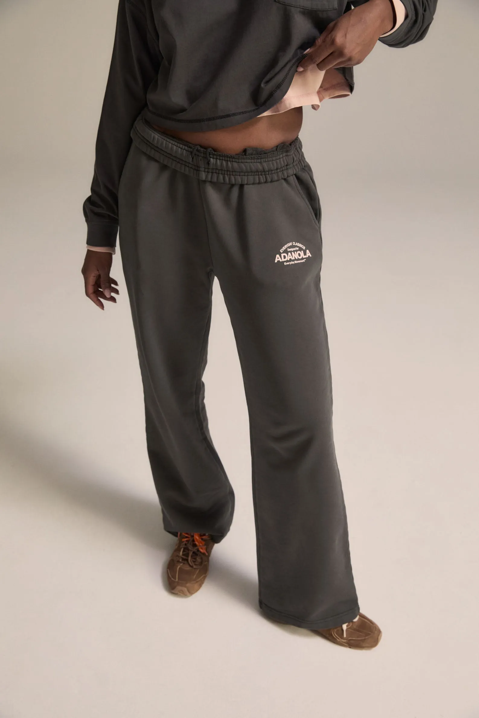 Classics Straight Leg Sweatpants - Charcoal Grey/Blush Pink sold by Adanola