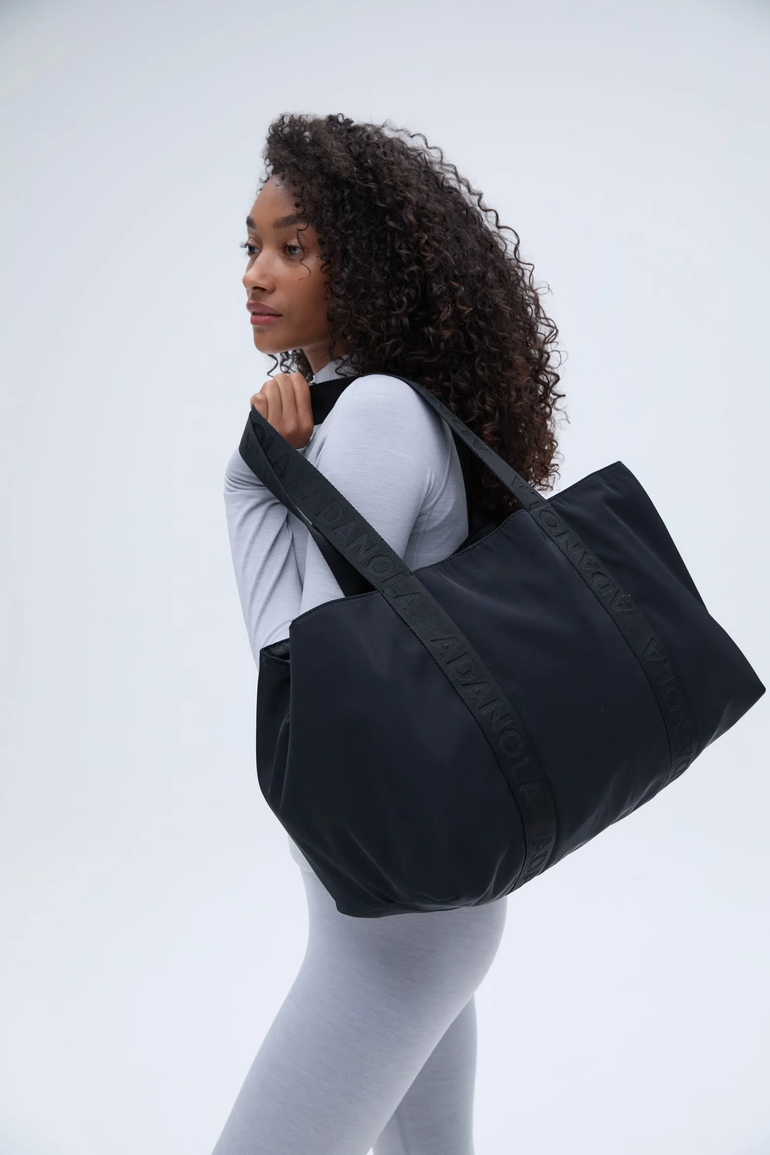 Nylon Zip Tote Bag - Black sold by Adanola