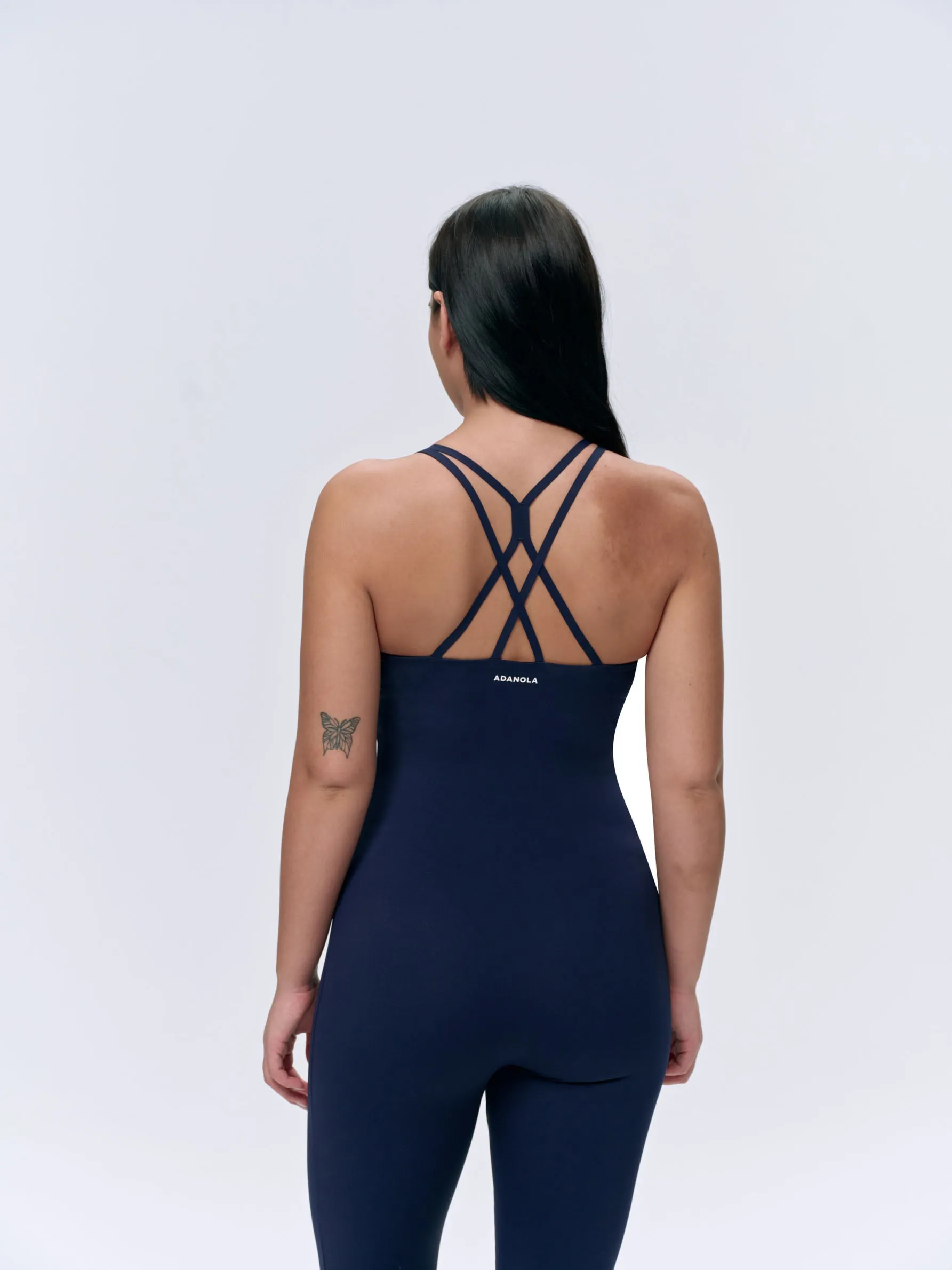 Strappy Open Back Unitard - Navy Blue sold by Adanola product image thumbnail 2