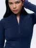 Ultimate Long Sleeve Zip Up Top - Navy Blue sold by Adanola